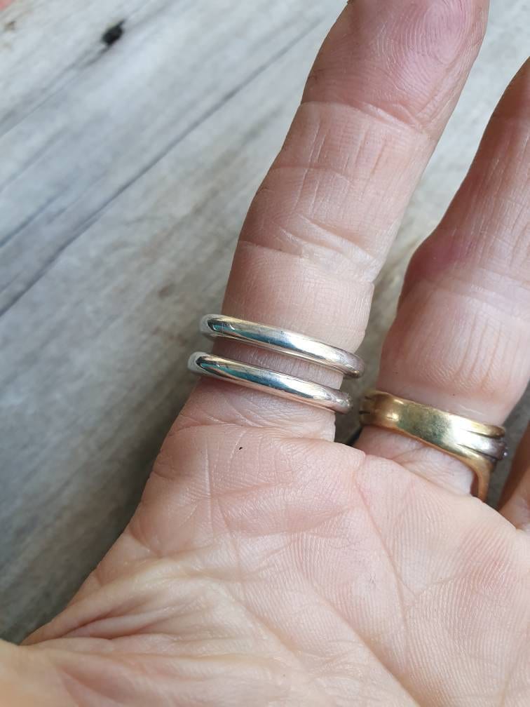 stacking rings,chunky,round sterling silver,3mm halo ring,chunky band,handmade,boho,goddess,round wedding bands,thick silver rings,