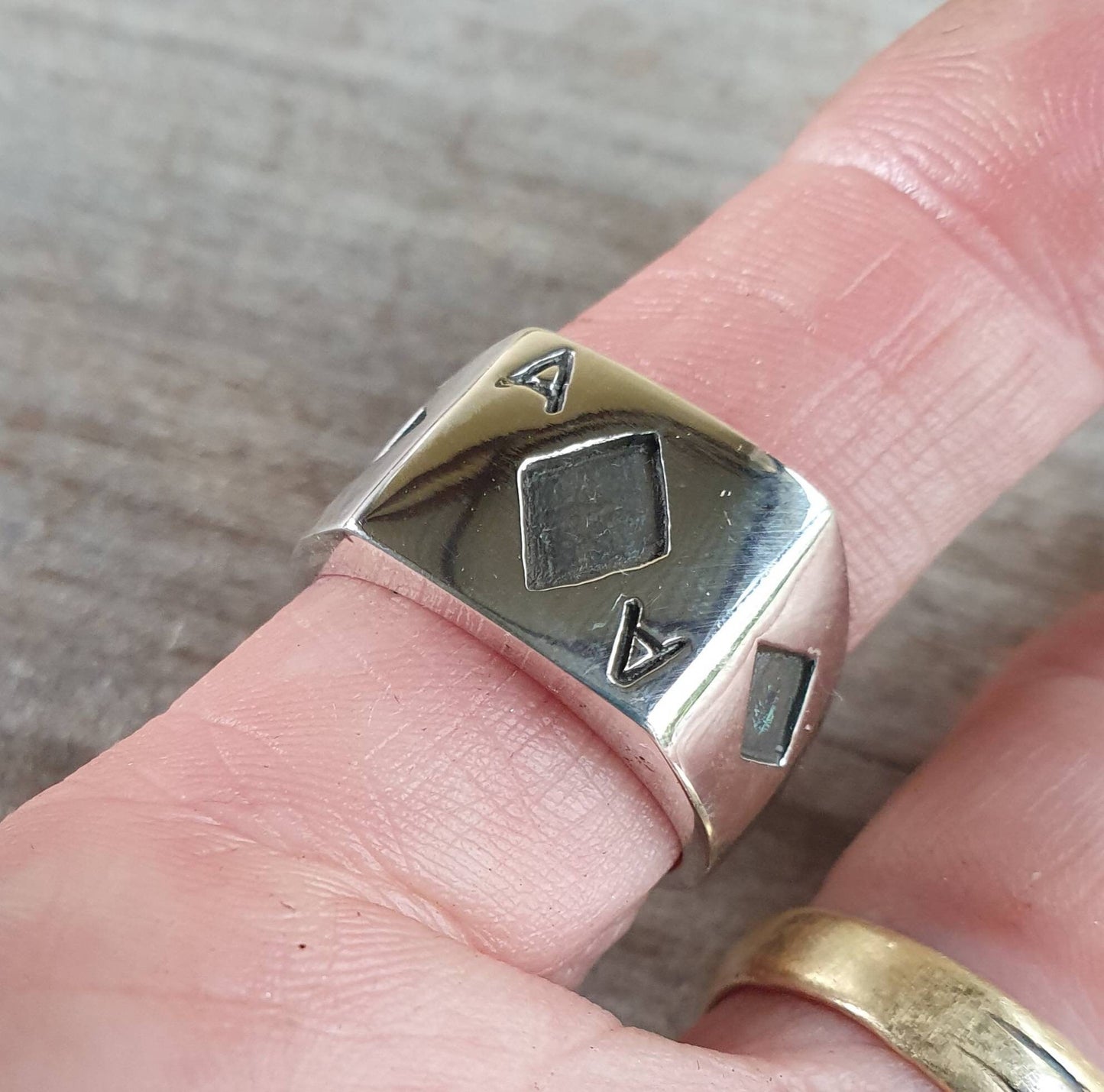 Ace of diamonds ring,gambling,sterling silver,ace ring,vegas wedding,gus,poker,black jack,signet ring,lil peep ring