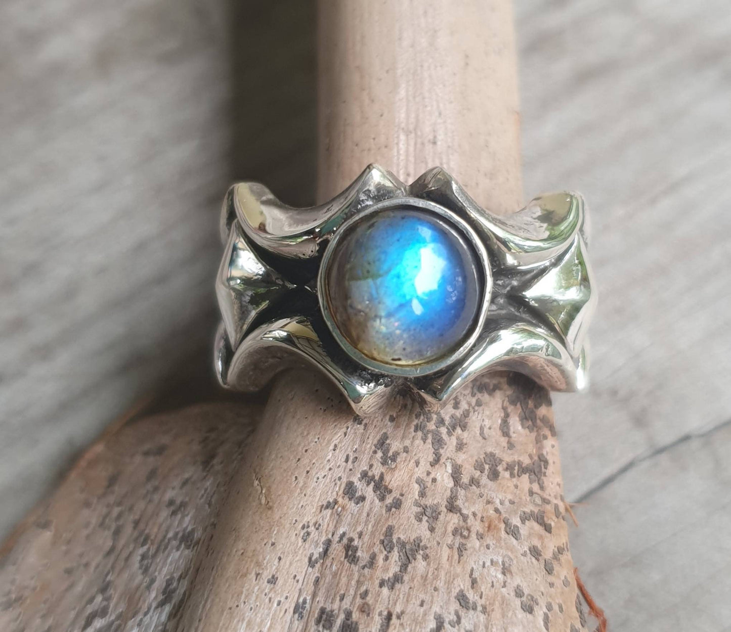 labradorite ring,chunky,solid sterling silver band,unusual pyramid shaped, industrial band,mans garnet wedding dress ring