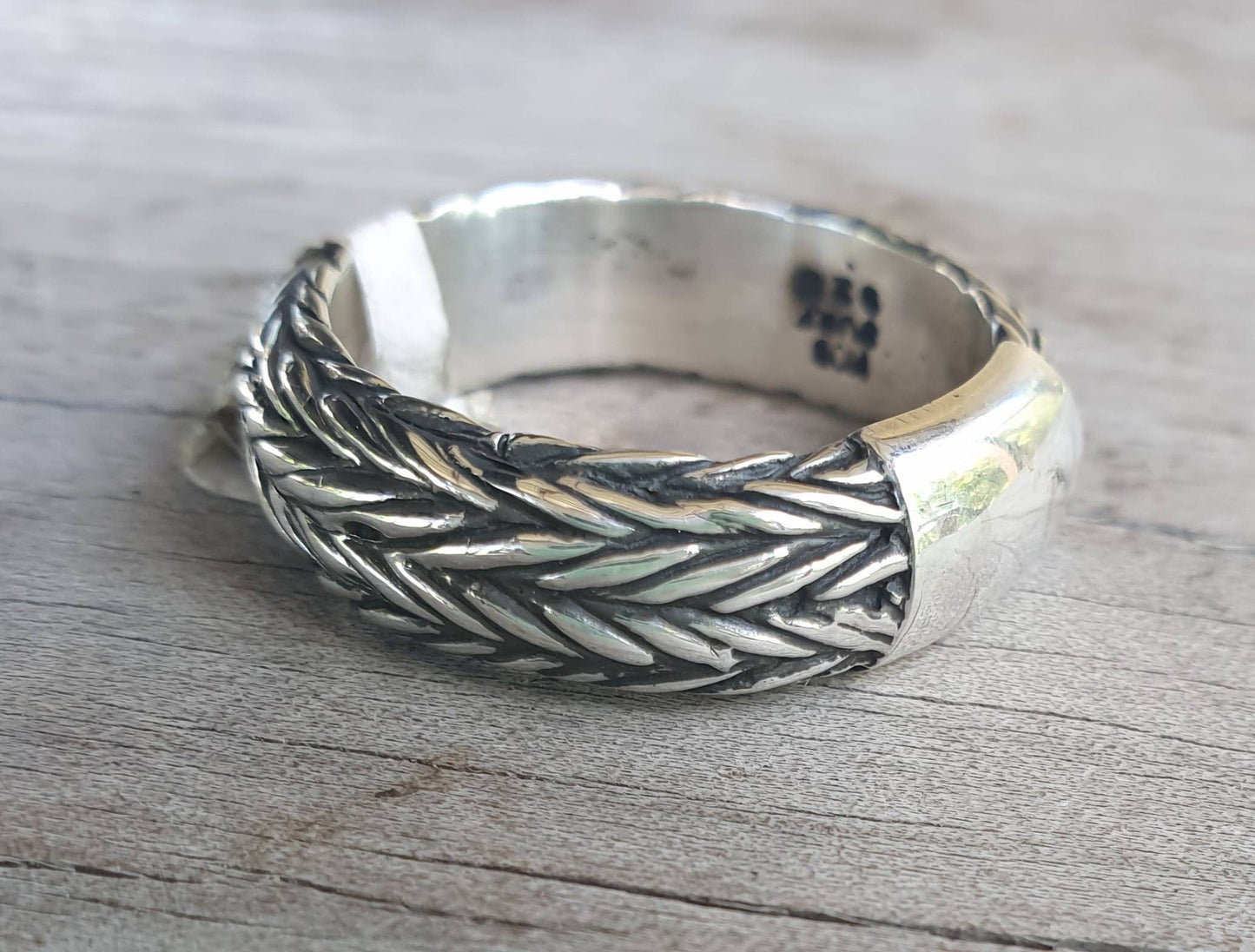 Chunky silver ring,sterling silver,rustic,rounded band,steampunk,mens silver band, industrial Modern,chain,rope signet, wedding ring