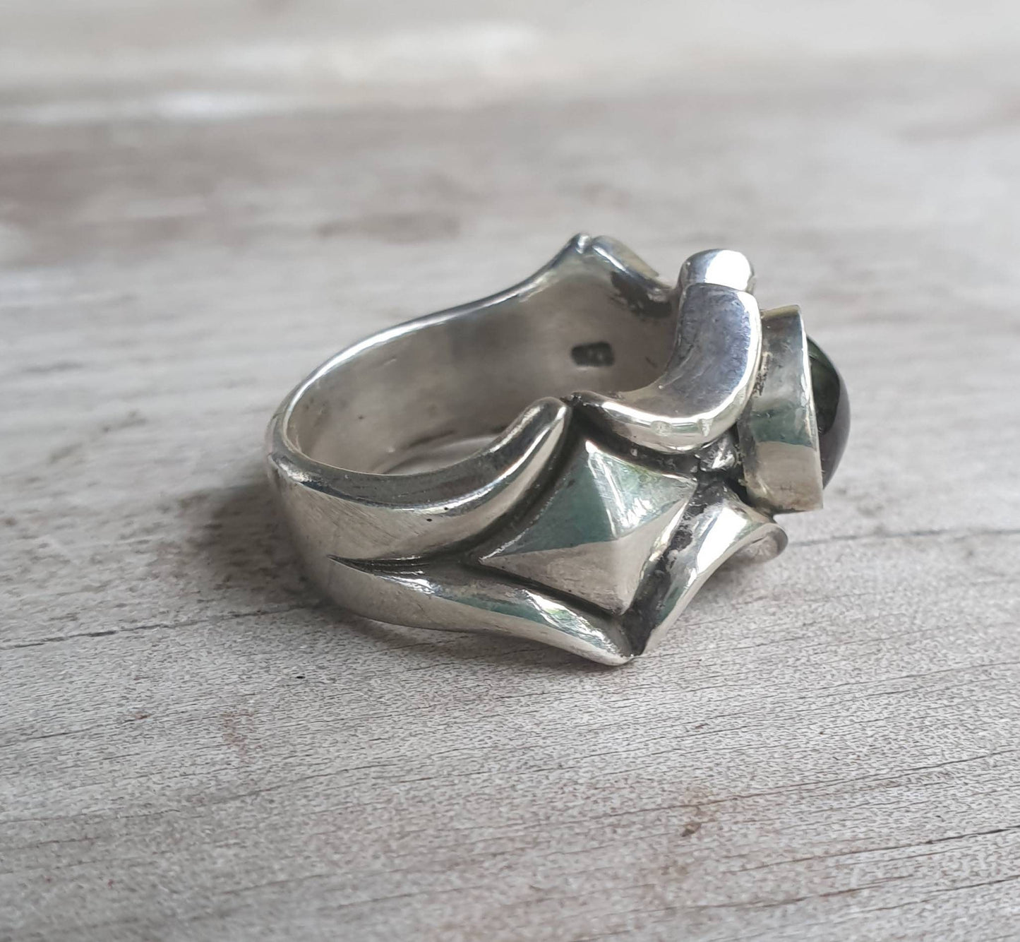 labradorite ring,chunky,solid sterling silver band,unusual pyramid shaped, industrial band,mans garnet wedding dress ring
