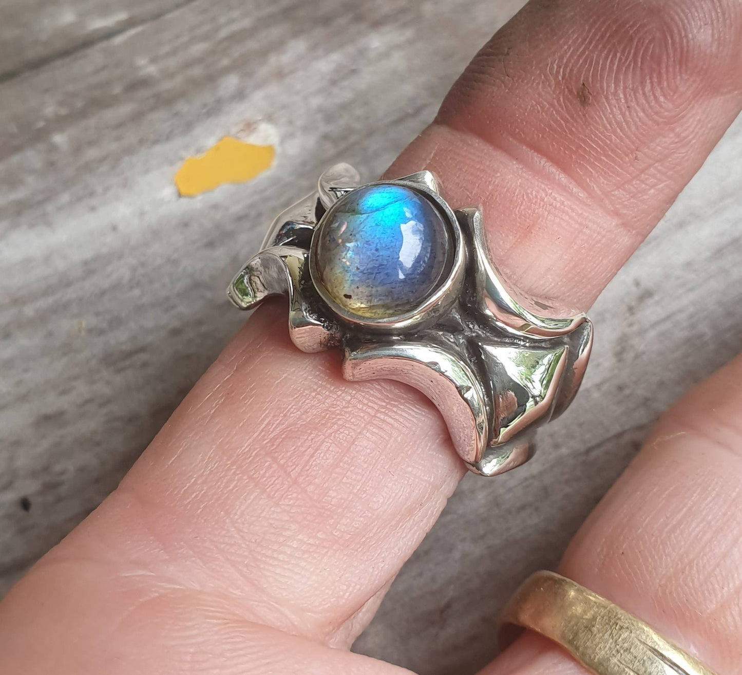 labradorite ring,chunky,solid sterling silver band,unusual pyramid shaped, industrial band,mans garnet wedding dress ring