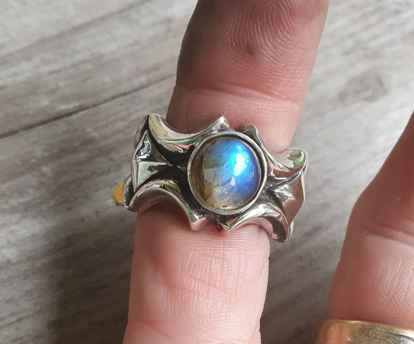 labradorite ring,chunky,solid sterling silver band,unusual pyramid shaped, industrial band,mans garnet wedding dress ring