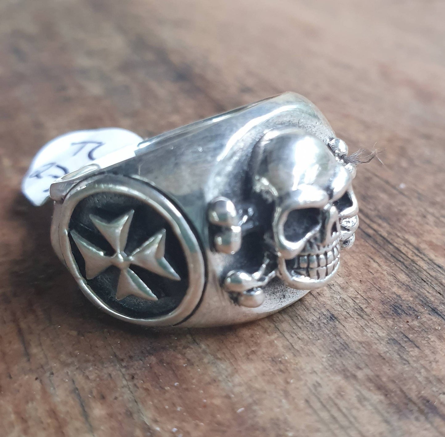 skull and cross bone ring,sterling silver, steampunk, gothic, punk,hand made,flat band,biker,hipster,pirate,tattoo skull,mans fashion
