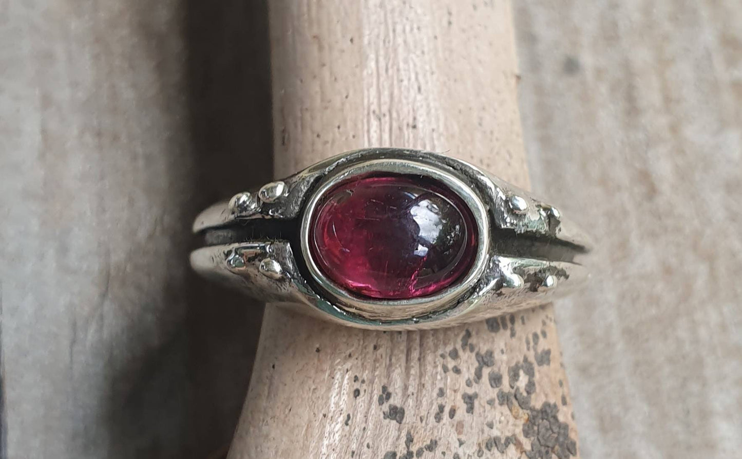 Amethyst ring,sterling silver,rustic industrial handmade,cabachon,ring,boho,new age,ball ring,