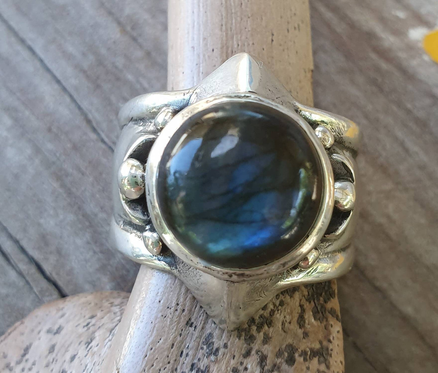 Blue chalcedony ring,sterling silver, chunky unisex ring,wedding ring,boho,gemstone ring,handmade, retro,signet