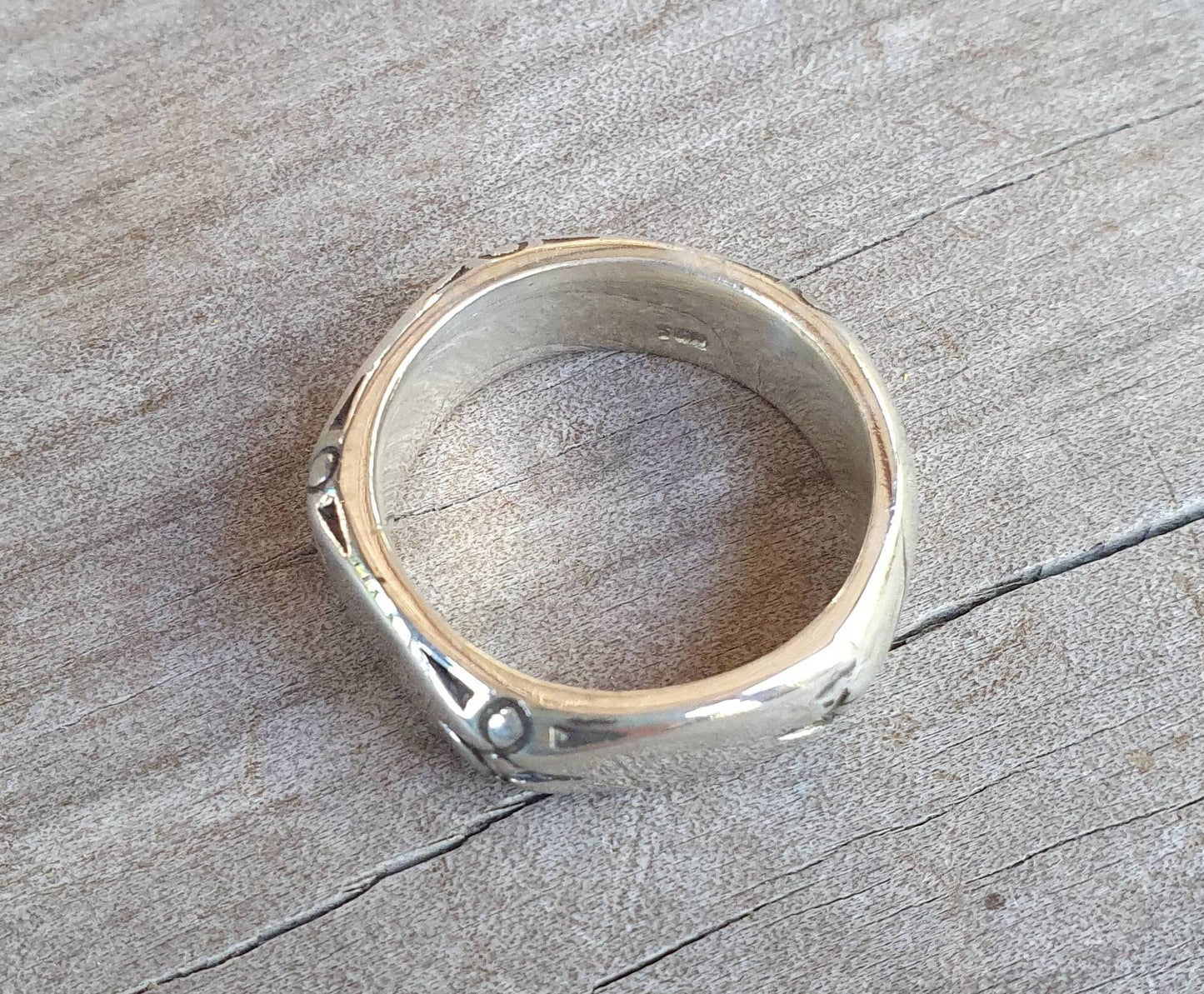 Hexagonal chunky ring,heavy,solid sterling silver,handmade,unisex band,wedding ring,industrial,