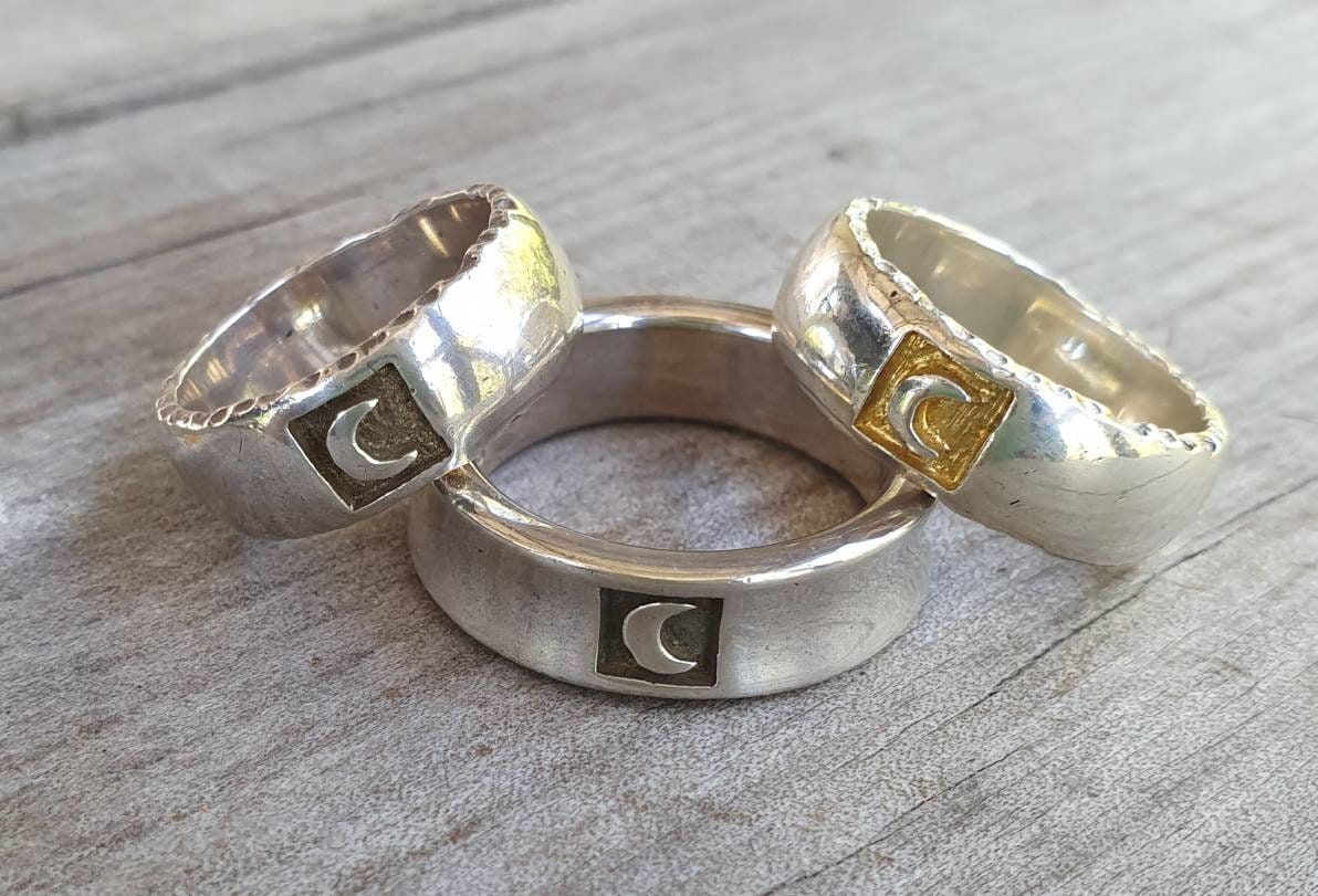 Moon ring,sterling silver,crecent moon,solid band, band,unisex ring,