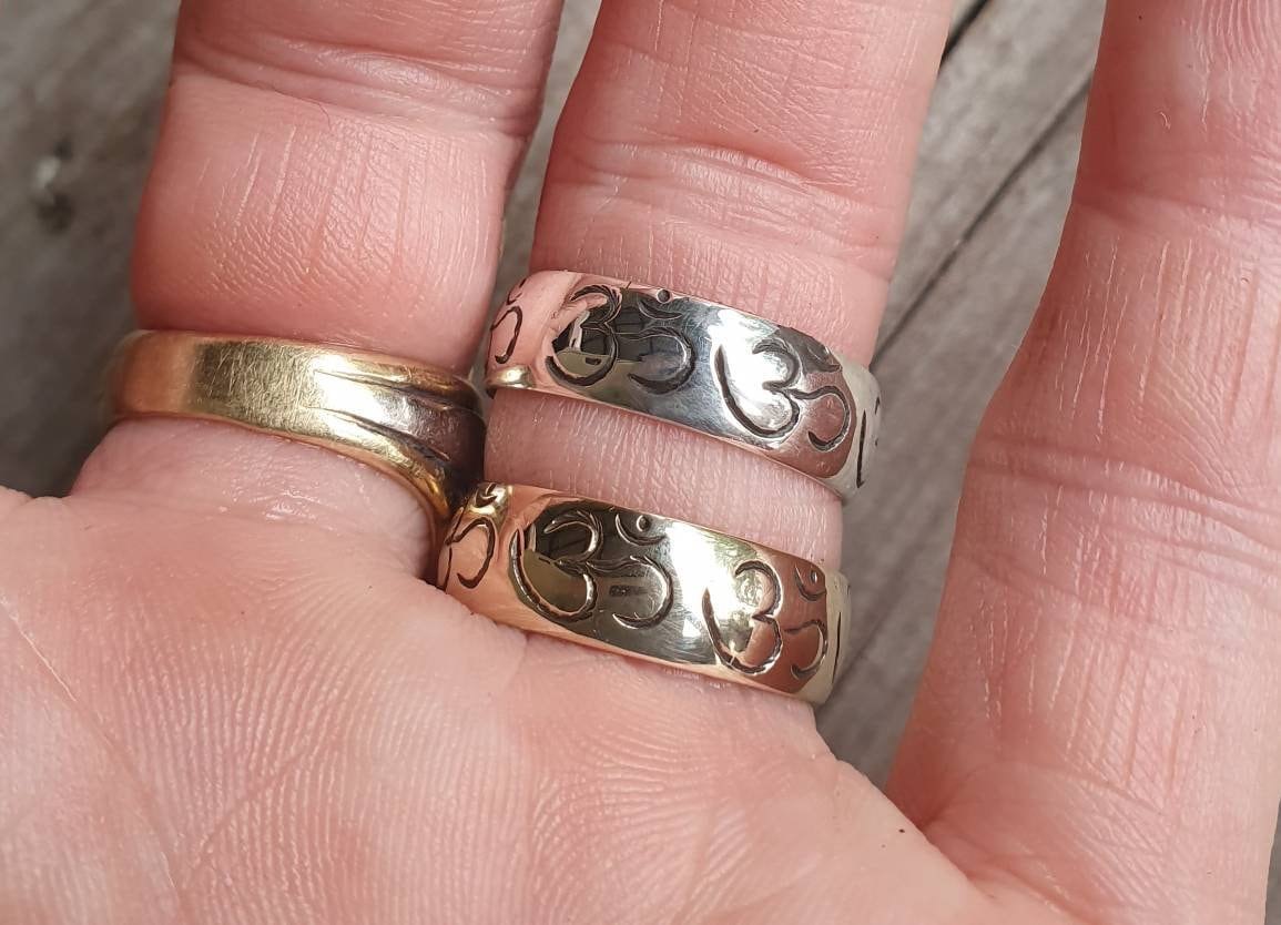 OM ring,sterling silver band, yoga,spiritual,budda, hindu, boho,new age,handmade