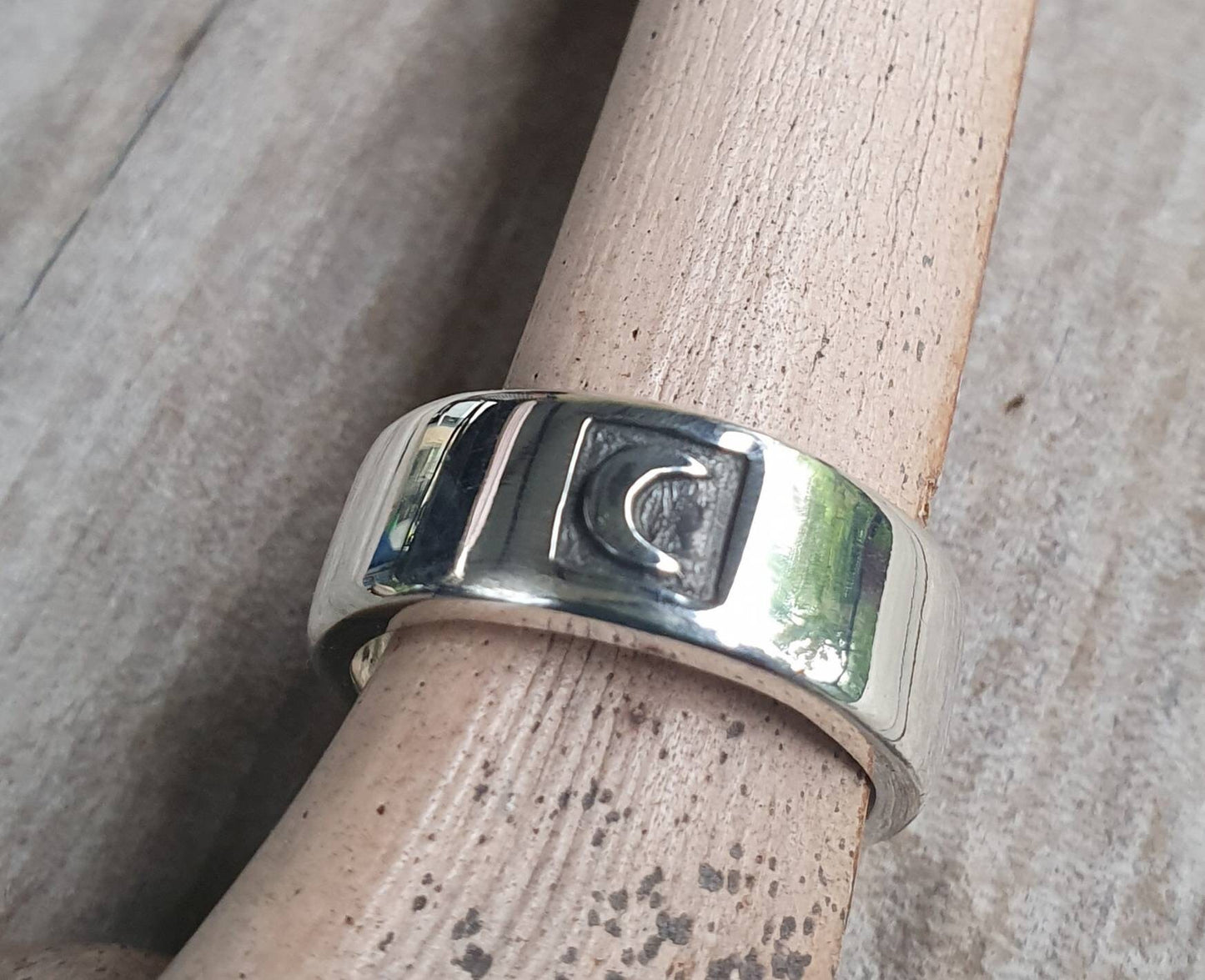 Moon ring,sterling silver,crecent moon,solid band, band,unisex ring,