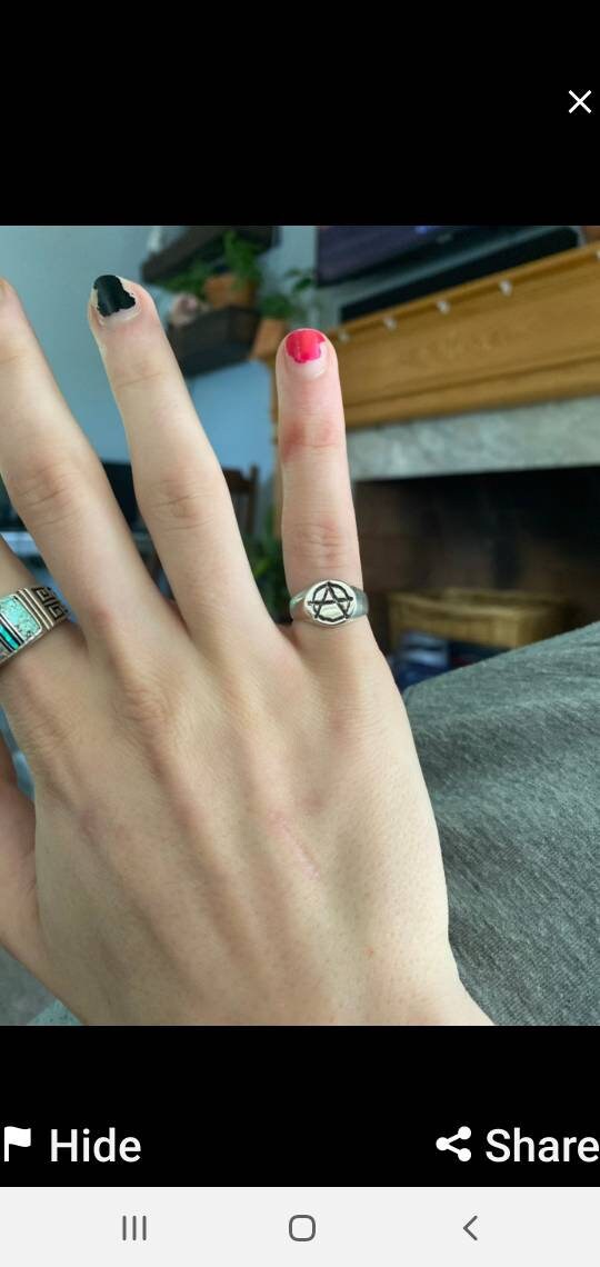 Anarchy ring,small, round top, sterling silver, signet,pinkie ring, punk,alternative, steampunk,handmade,sid vicious,rebel,biker,