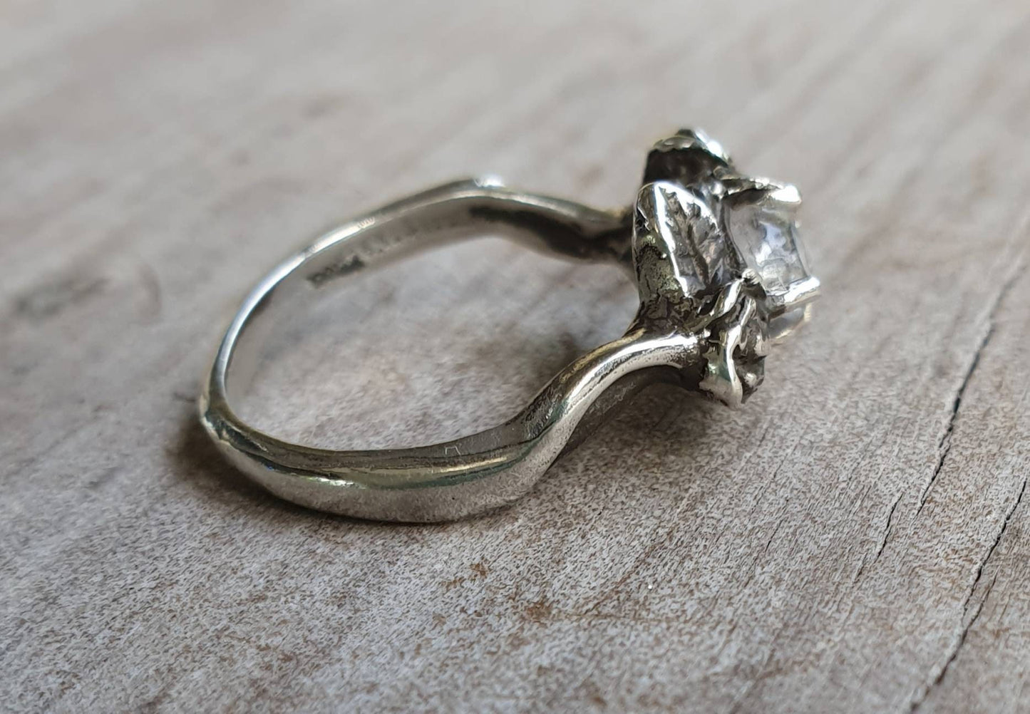Rose ring,Rainbow moonstone ring,sterling silver,ornate flower,boho,art nouveau,victorian,vintage,handmade,gypsy,goddess