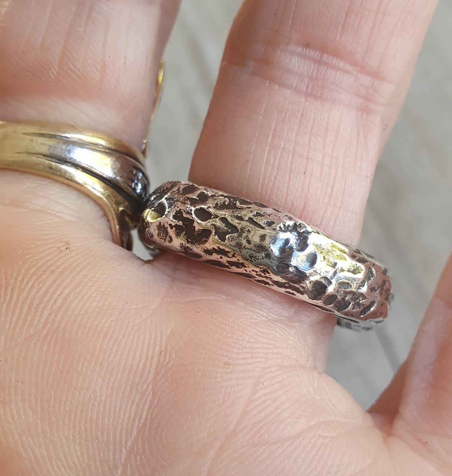 chunky silver ring,rustic,heavy,6 mm solid hammered,sterling silver ring,distressed wedding ring,nugget,industrial,unisex,half round band