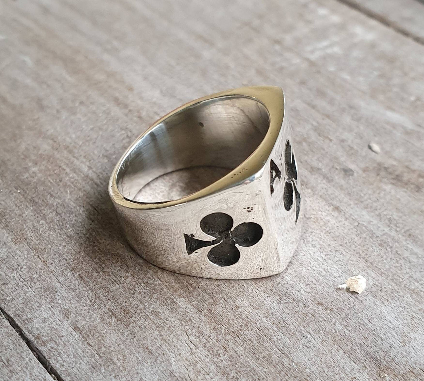 Ace of clubs ring,gambling, cards,oxidized sterling silver,ace ring,Vegas wedding,black jack,poker,lucky,handmade,signet ring,rockabilly