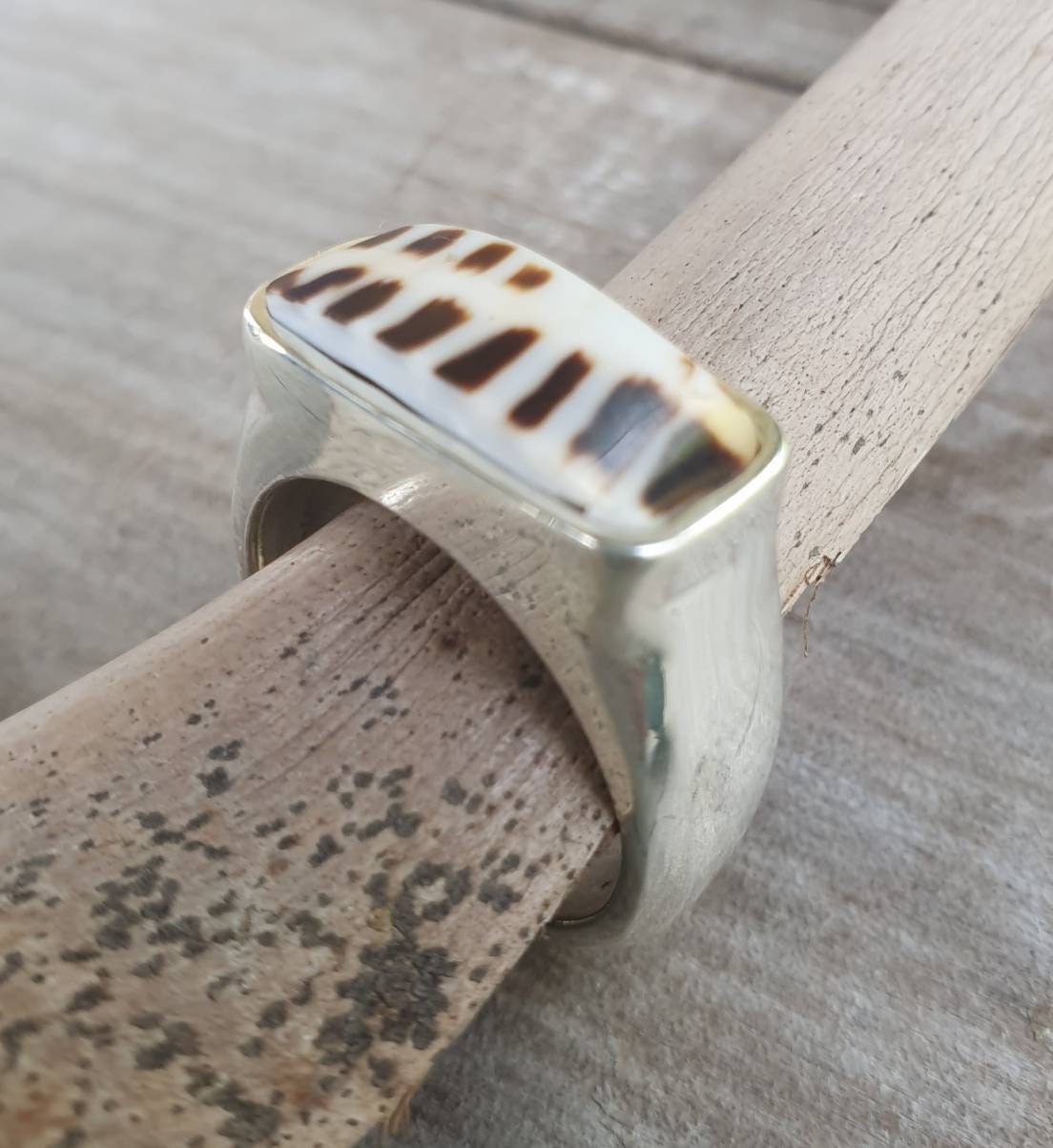 Rectangle ring,paua shell ring,sterling silver,chunky abalone,handmade,Micheal Hutchence tribute,plain silver signet,unisex
