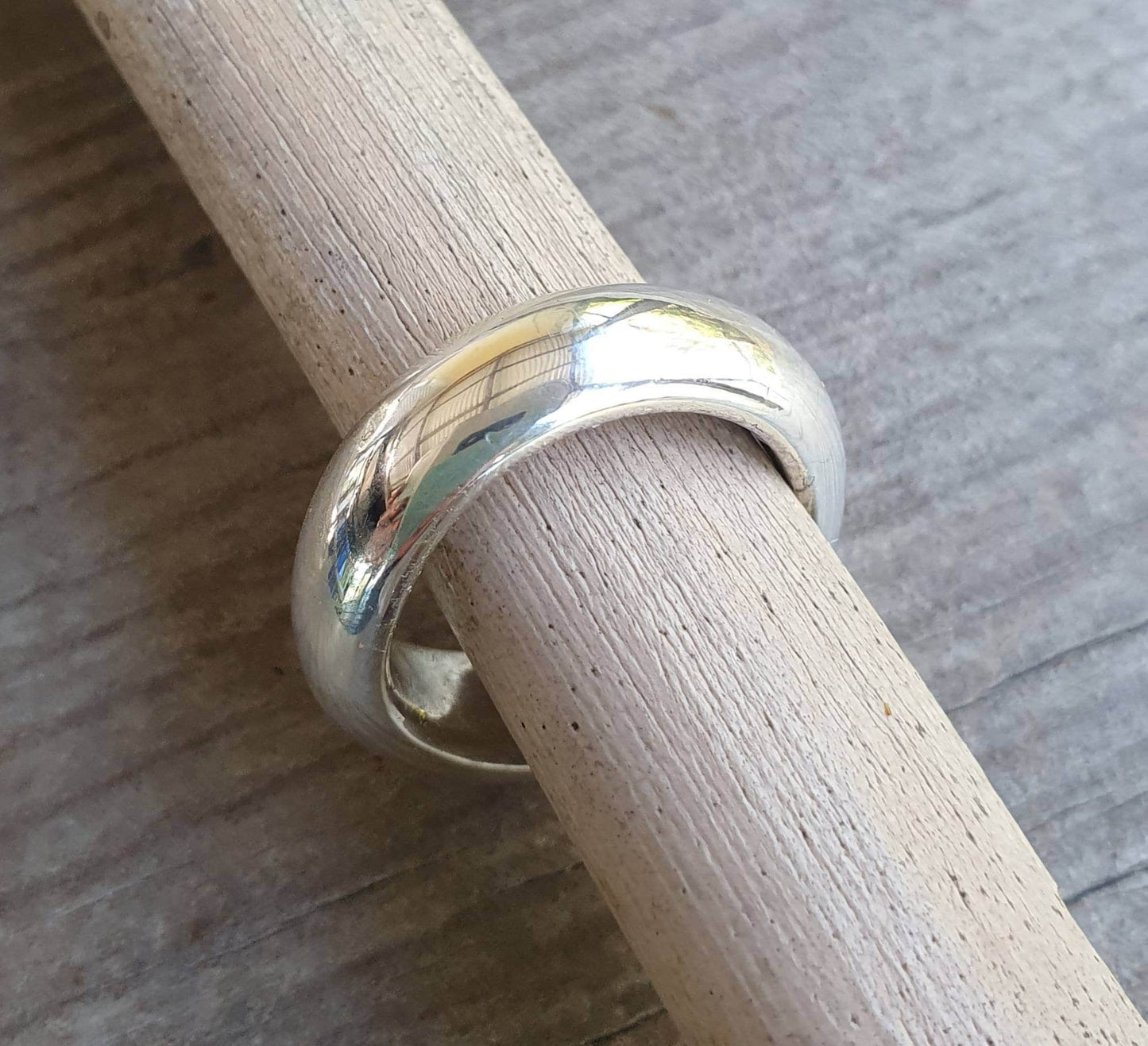 Silver band,solid 6 mm,plain thick sterling silver ring,half round band,wedding,dress ring,boho,unisex,handmade,d shape ring,chunky ring,