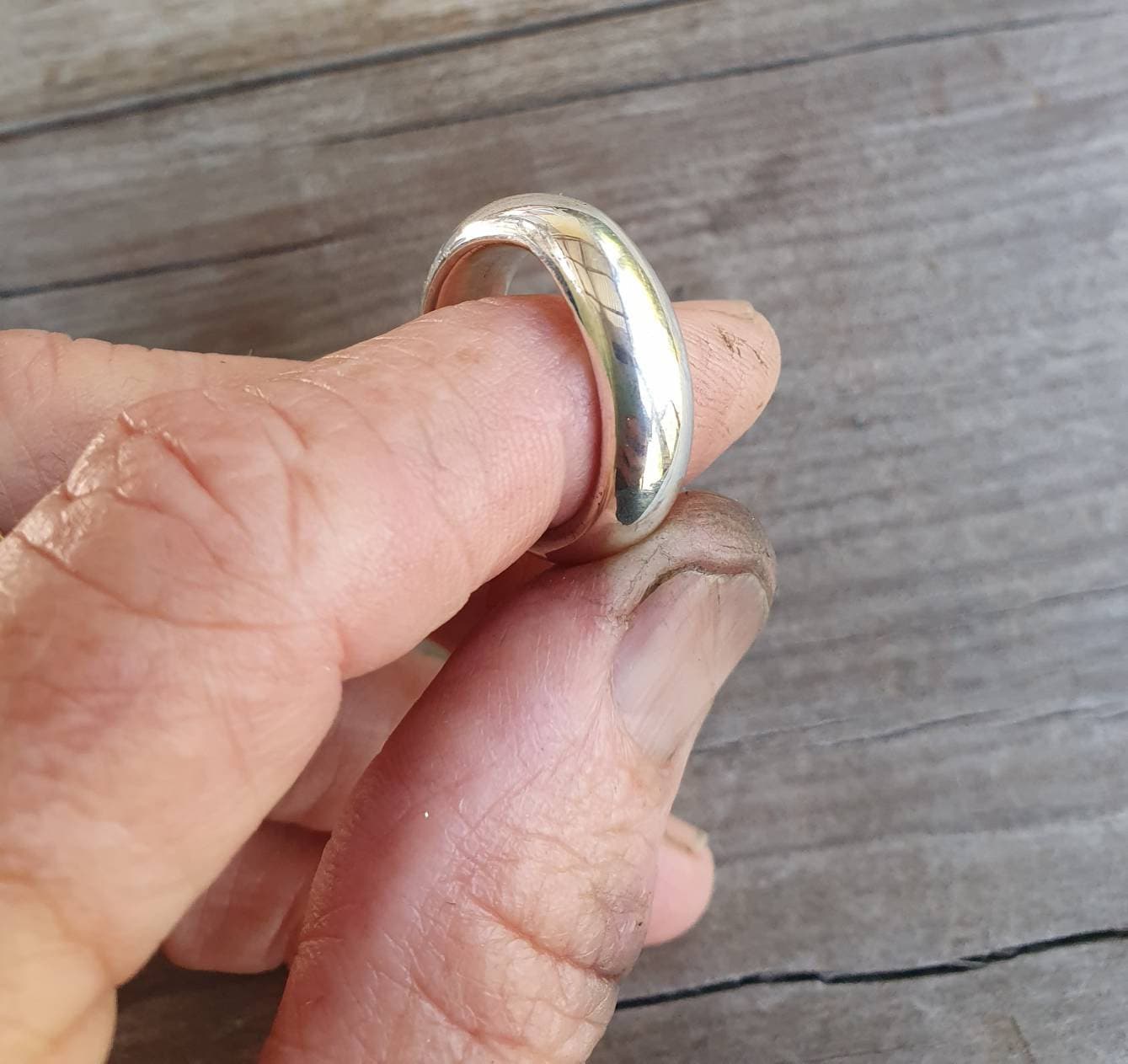 Silver band,solid 6 mm,plain thick sterling silver ring,half round band,wedding,dress ring,boho,unisex,handmade,d shape ring,chunky ring,