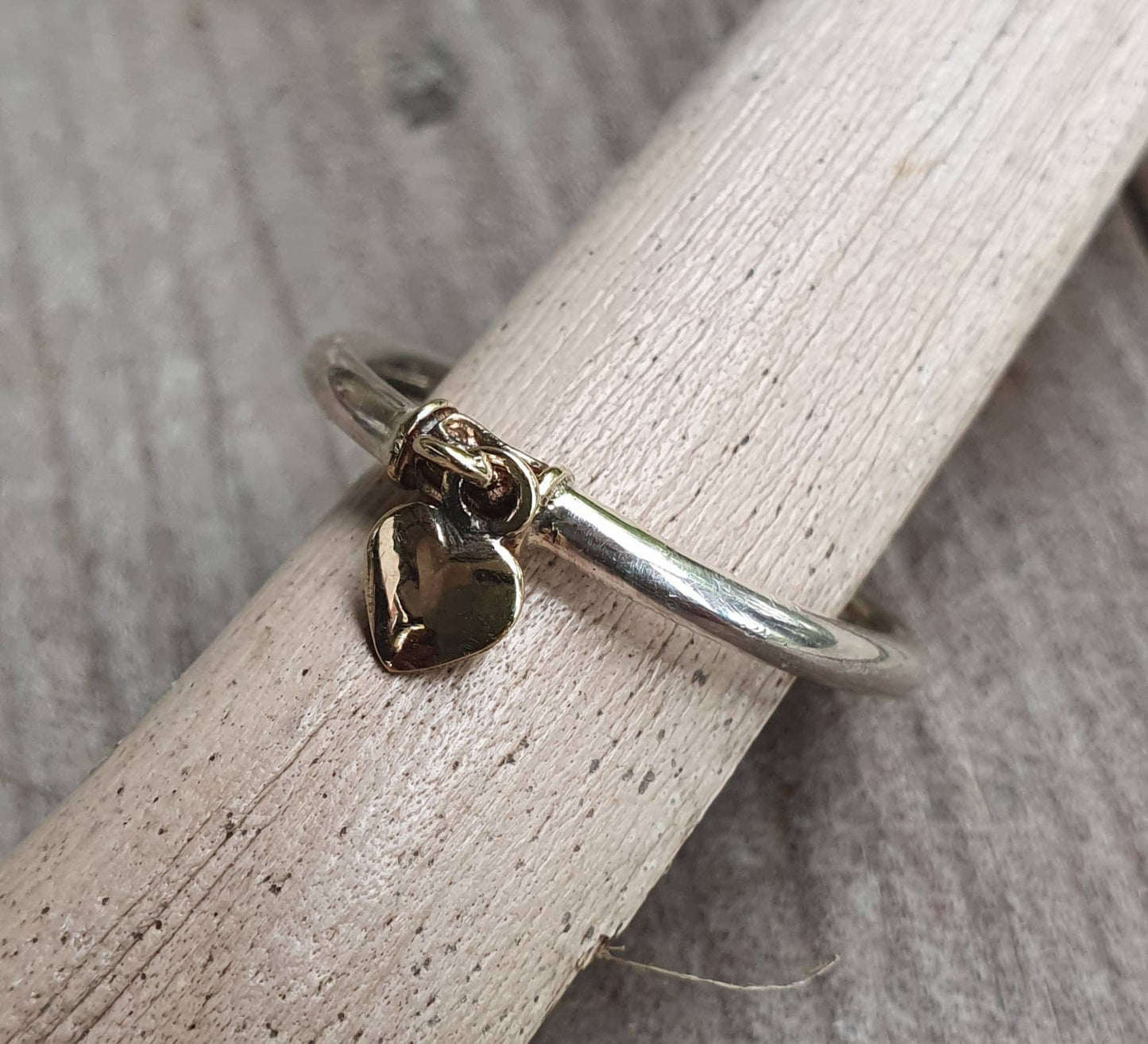 Two tone stacking ring,solid 9ct/9k gold and sterling silver,mixed metal ring,thin stacker ring,