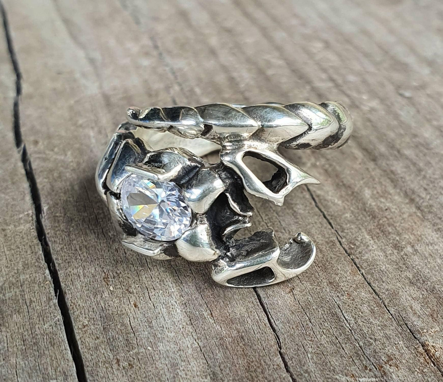 Scorpian ring, sterling silver,hematite gun metal stone,zodiac,starsign ring,