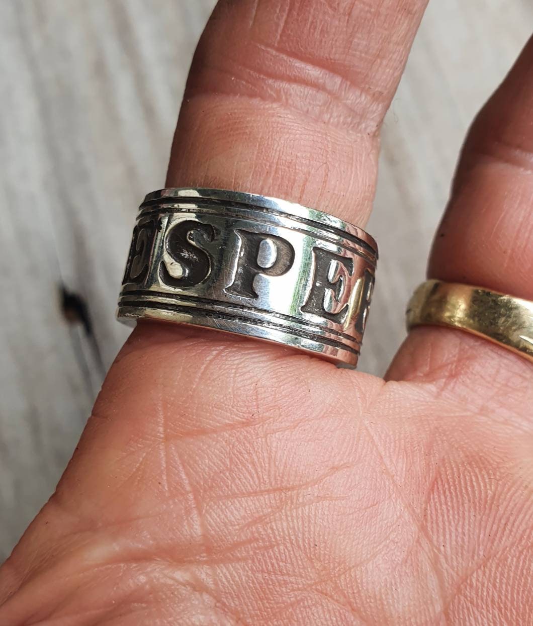 Esperanca silver ring,hope, chunky,heavy,solid, sterling silver band, wedding ring His and her sizes,boho,