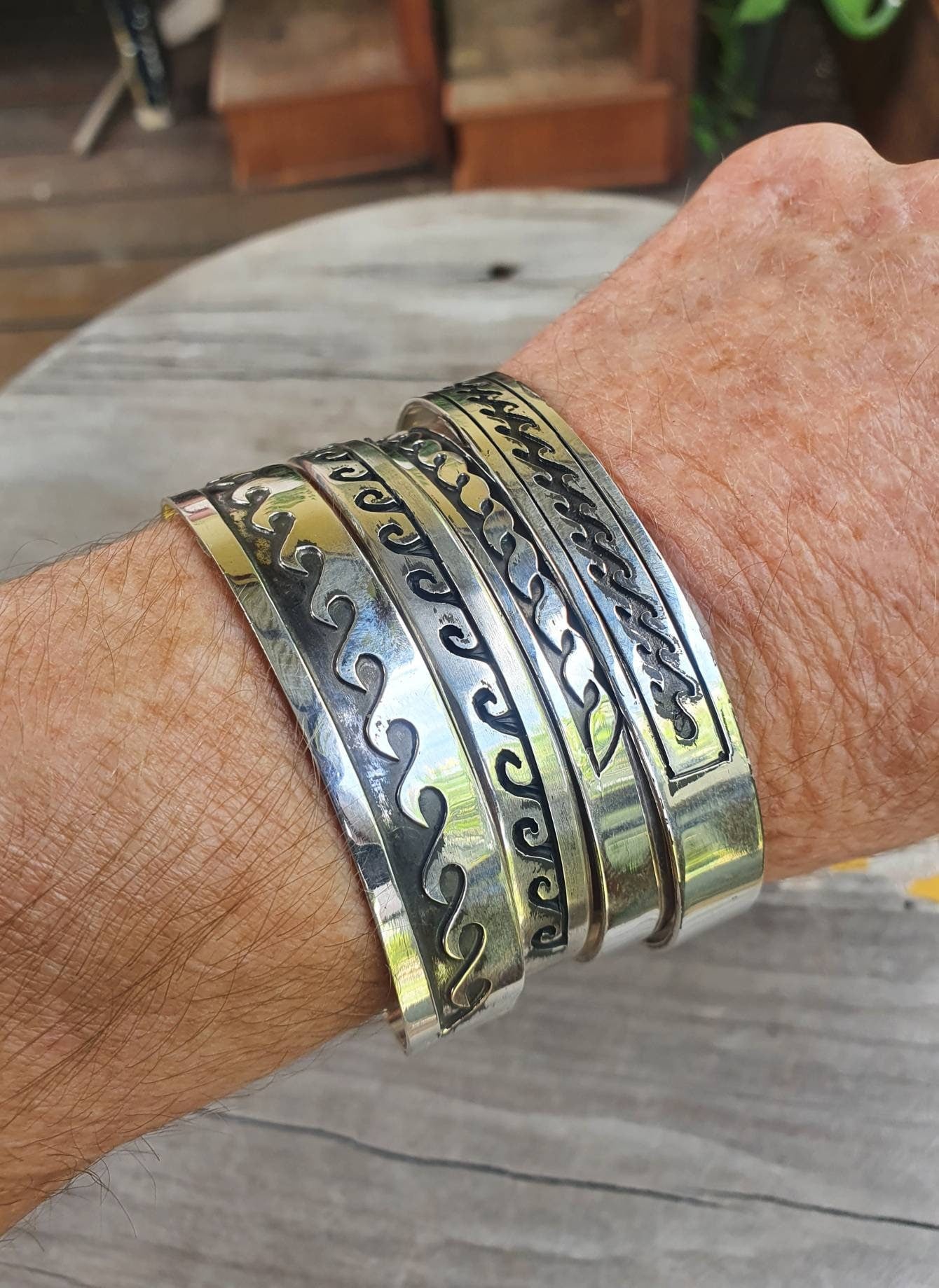 Wave cuff bracelet,sterling silver,wave bangle,tribal,unisex,boho,handmade