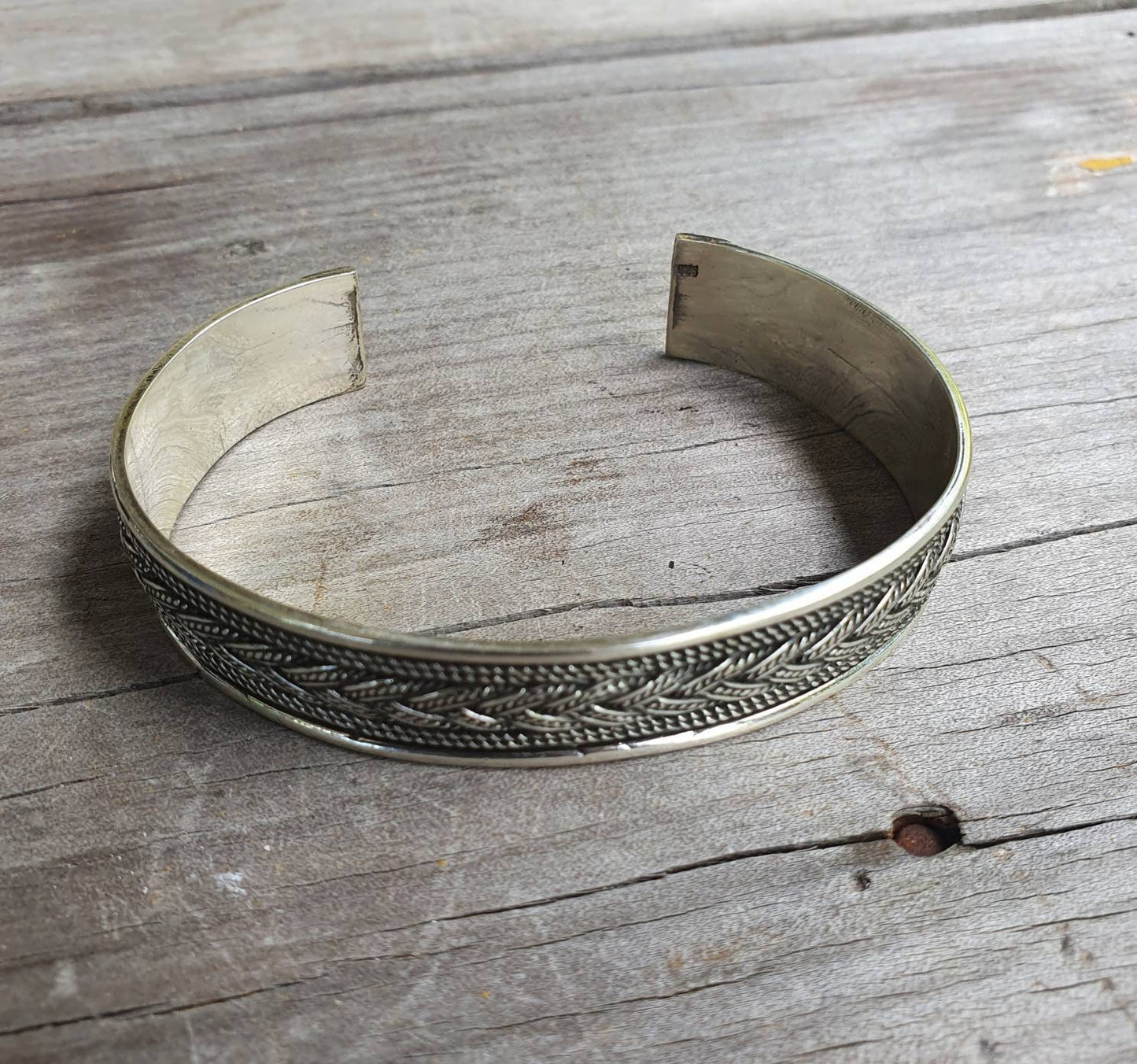 Silver cuff bracelet,sterling silver,bangle,tribal twist,unisex,boho,handmade