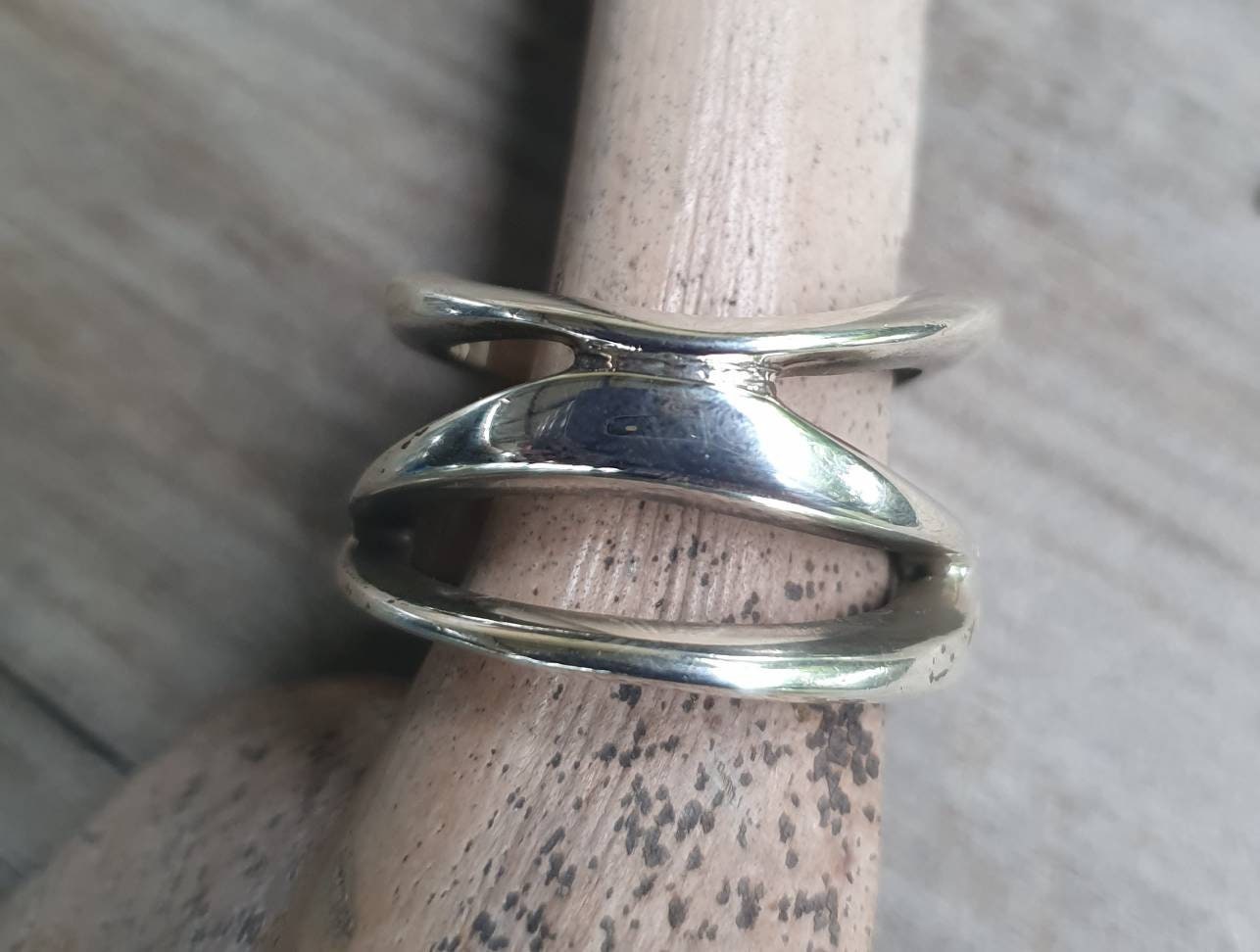 Wide freeform ring,solid sterling silver,silver band,modern industrial.
