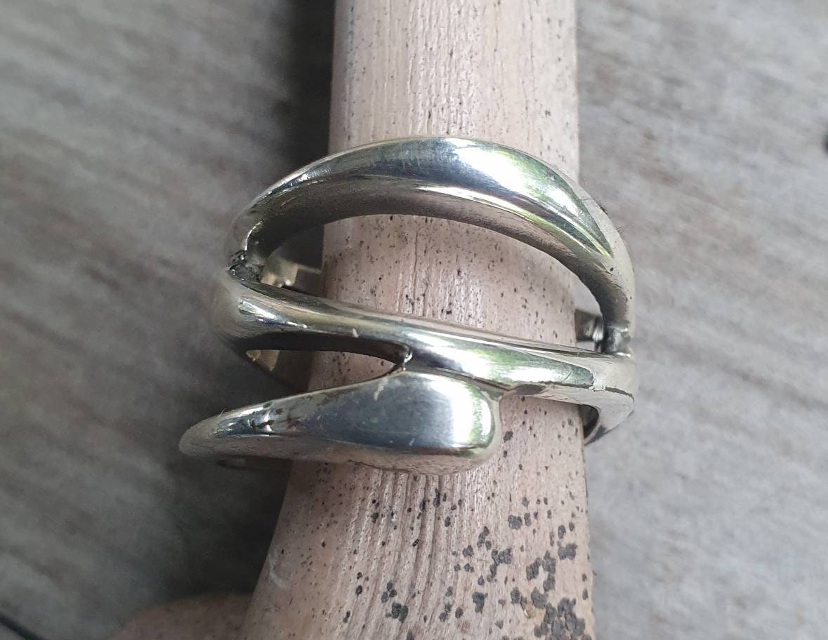 Wide freeform ring,solid sterling silver,silver band,modern industrial.