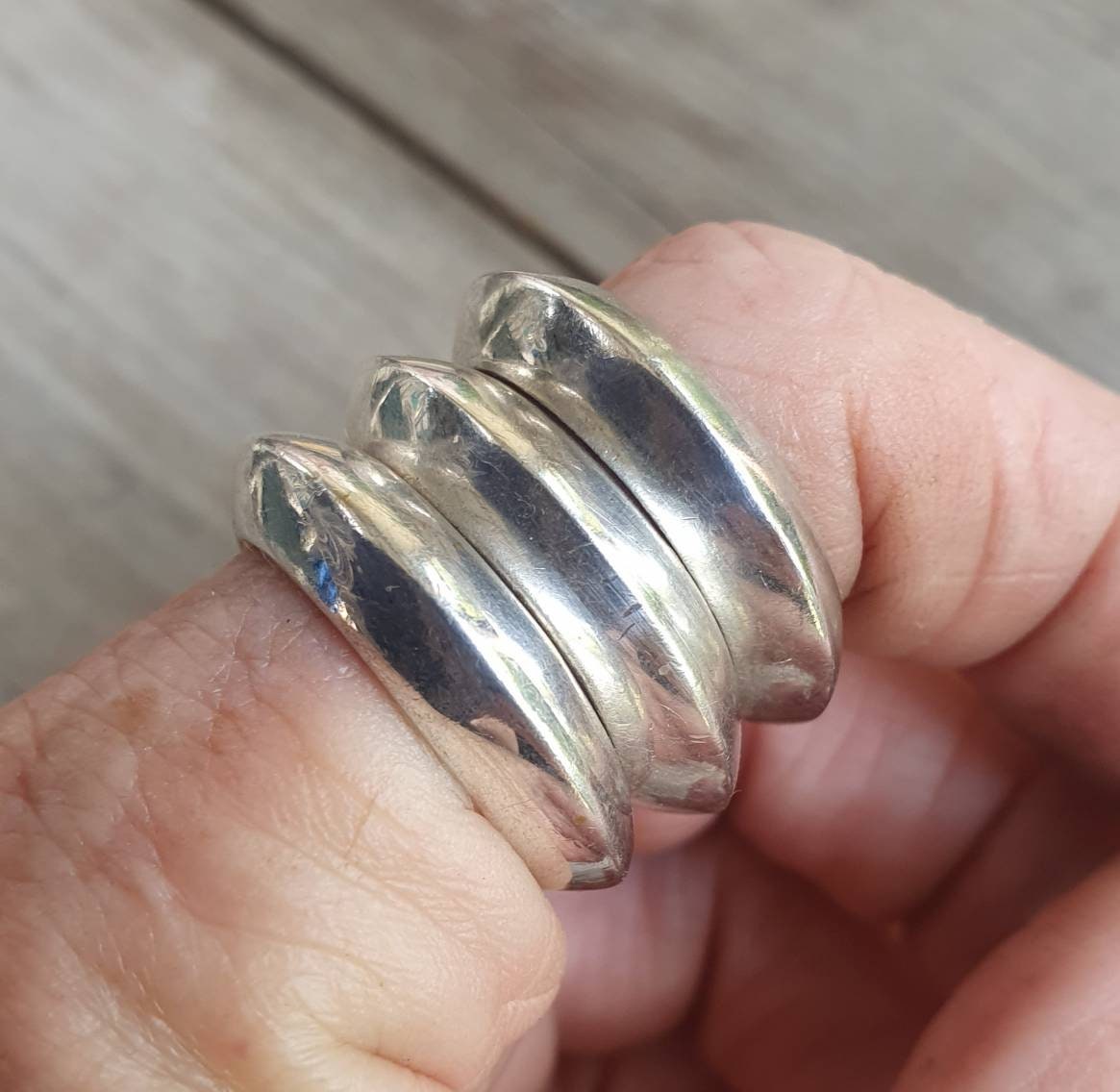 Triangle 13mm ring,double solid sterling silver band,thick, wedding dress ring
