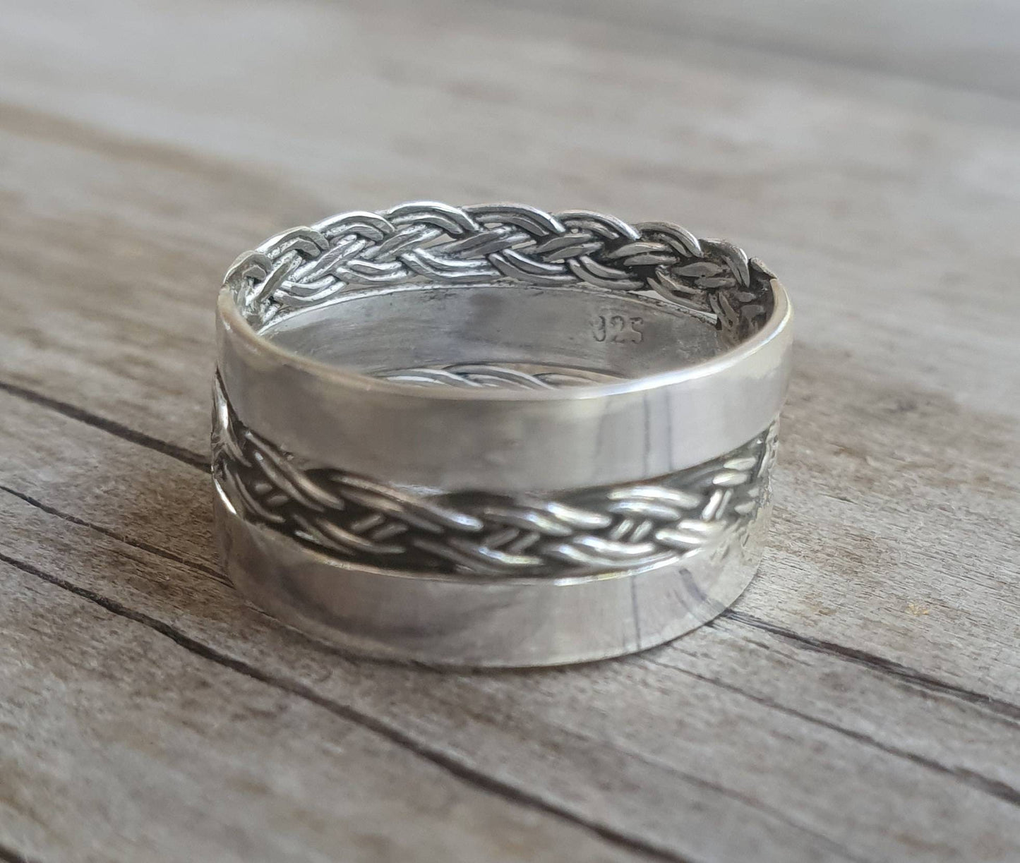 Wide twisted ring,Sterling silver,thin plated twist,woven,tribal,ethnic band,twisted wire,fine,boho ring,thin silver ring,pinkie ring,