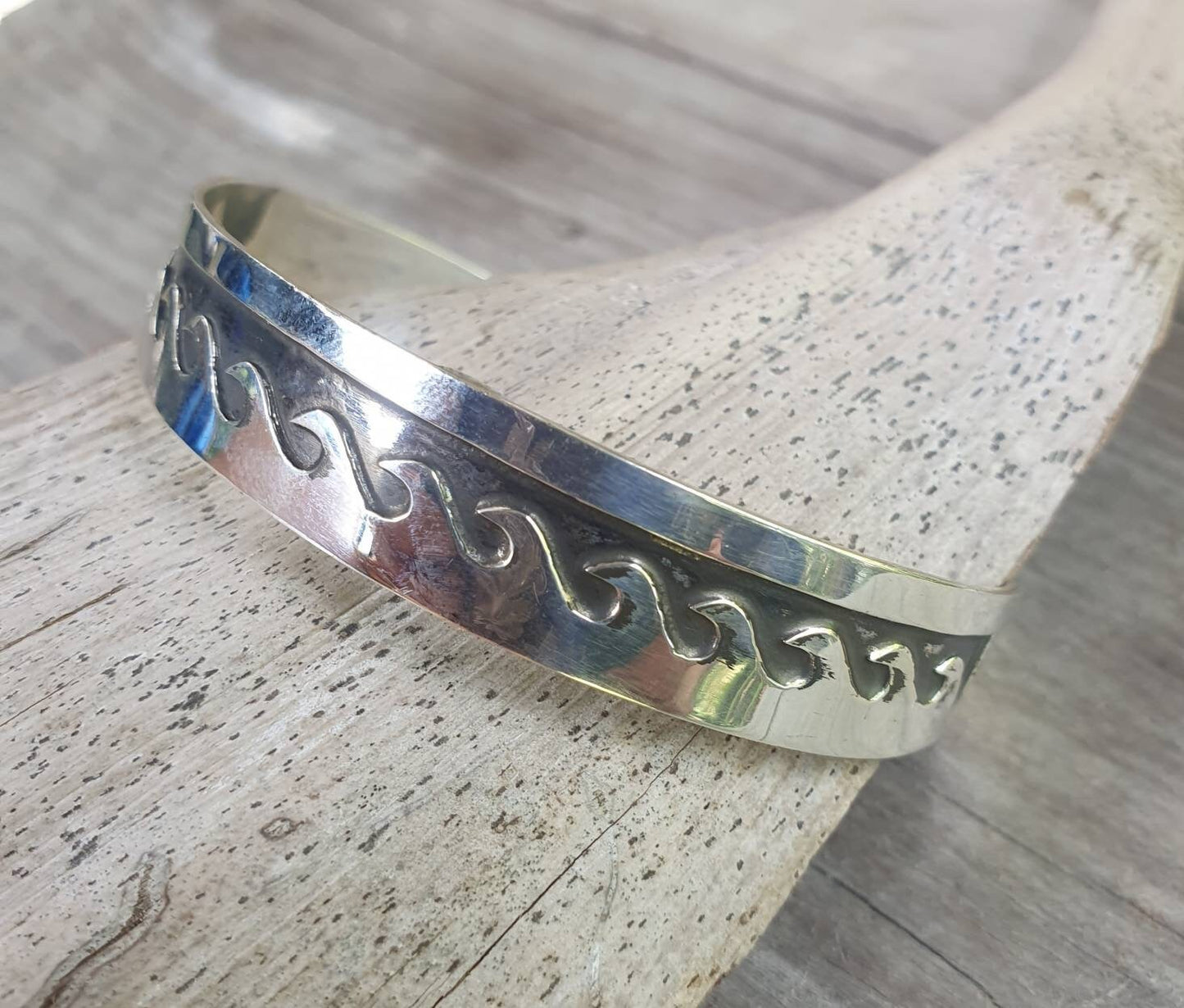 Wave cuff bracelet,sterling silver,wave bangle,tribal,unisex,boho,handmade
