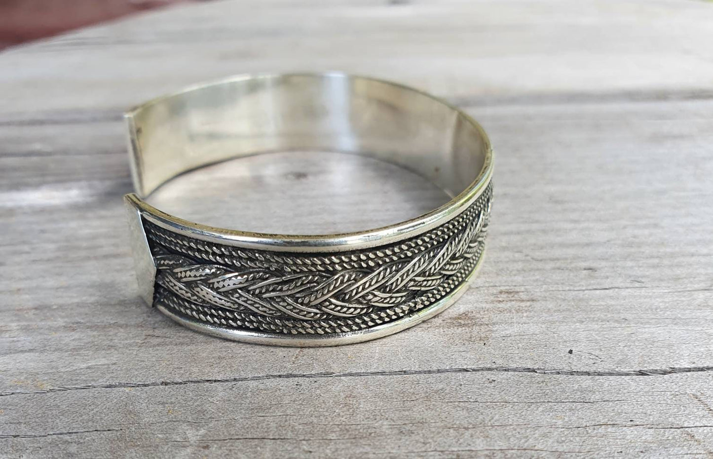 Silver cuff bracelet,sterling silver,bangle,tribal twist,unisex,boho,handmade