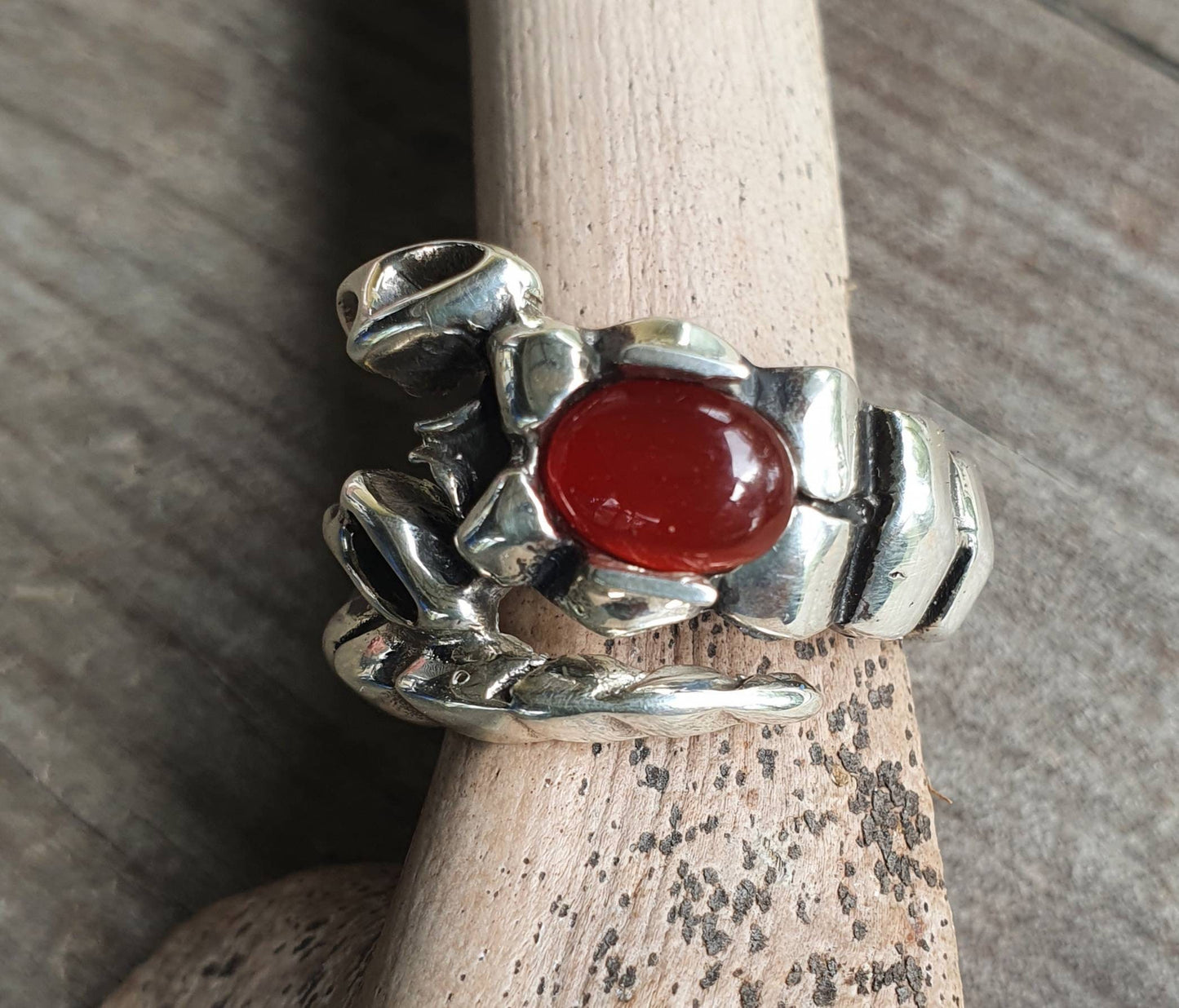 Scorpian ring, sterling,carnelian stone,zodiac,starsign ring,