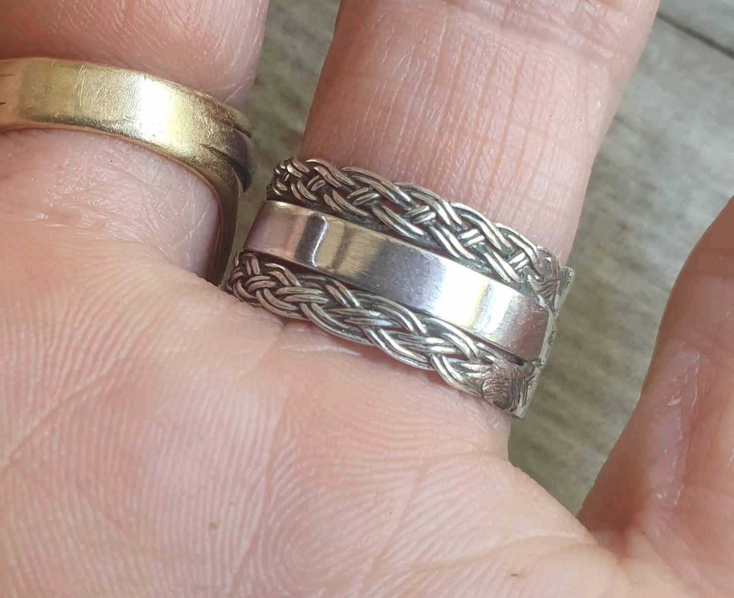 Wide twisted ring,Sterling silver,thin plated twist,woven,tribal,ethnic band,twisted wire,fine,boho ring,thin silver ring,pinkie ring,