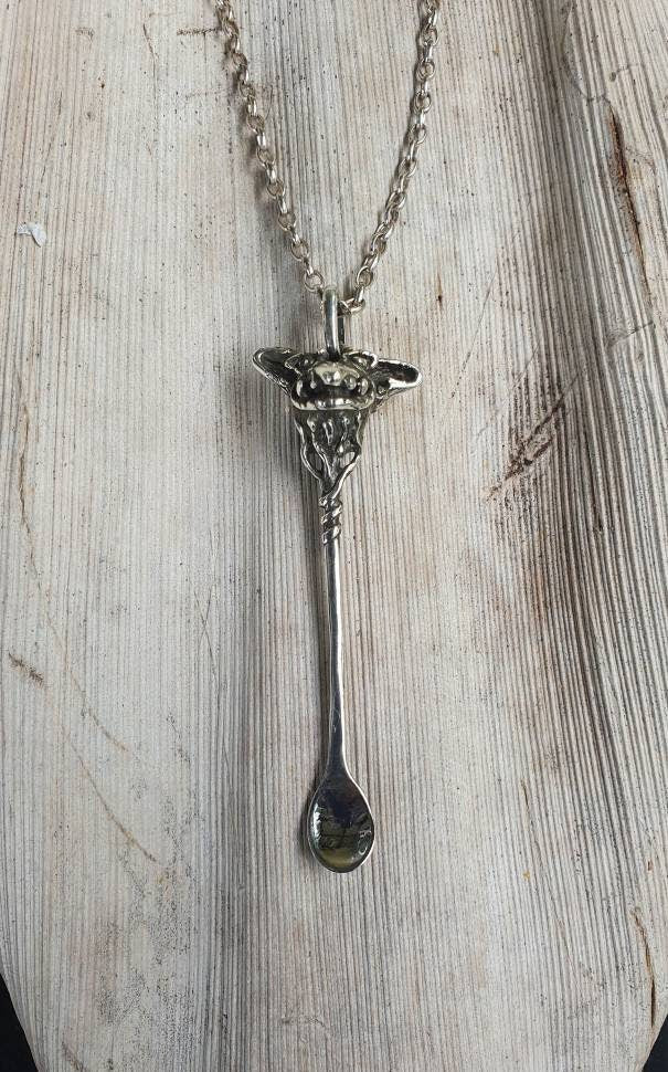 Gremlin head pendant,small spice sp oon,solid sterling silver, handmade collectors salt spoon,retro vintage style .