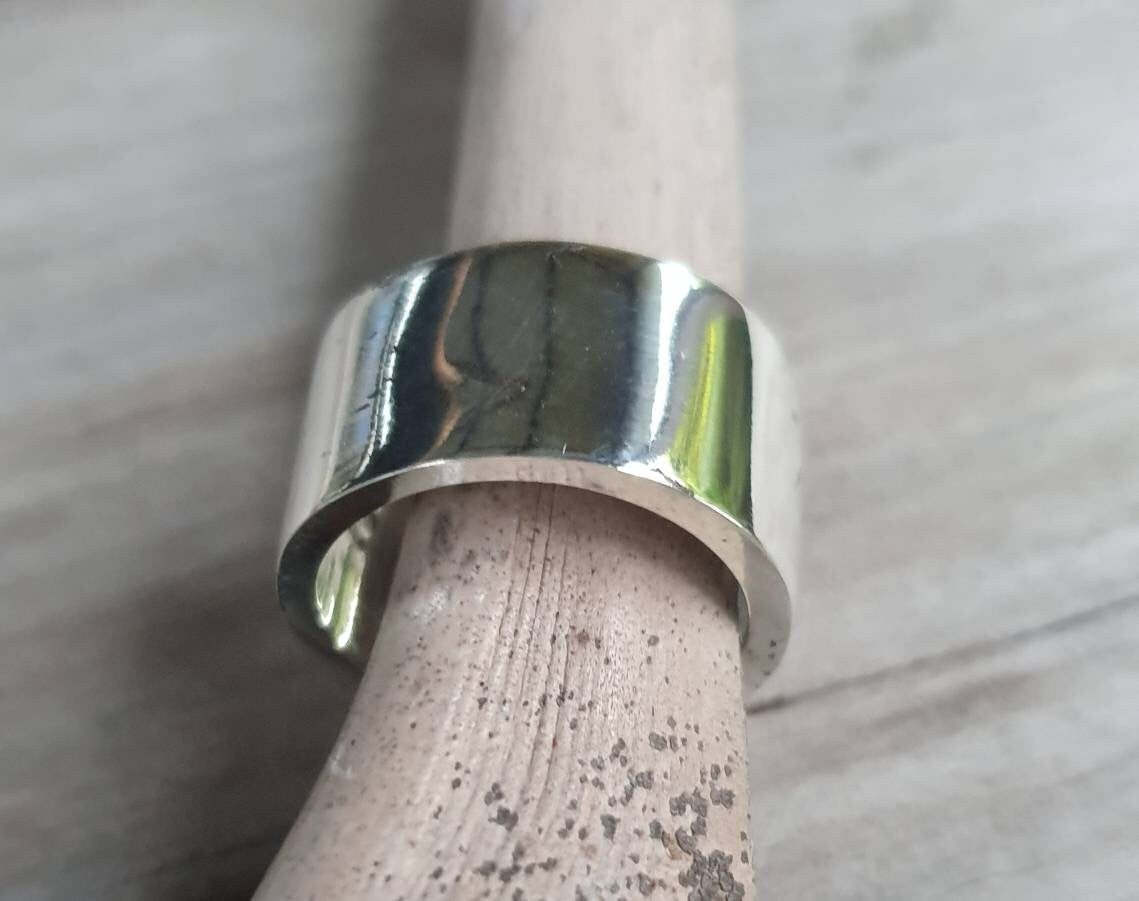 Wide solid ring,12mm sterling silver band,chunky,thick wedding dress ring