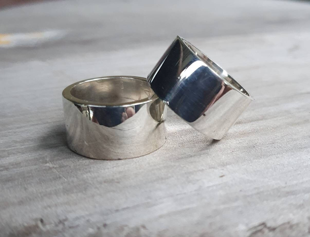 Wide solid ring,12mm sterling silver band,chunky,thick wedding dress ring