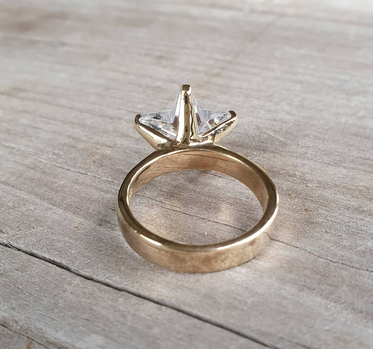 star ring,sterling silver solitare,cubic zirconia star,five pointed star,solid ring,unisex,boho,designer fashion,
