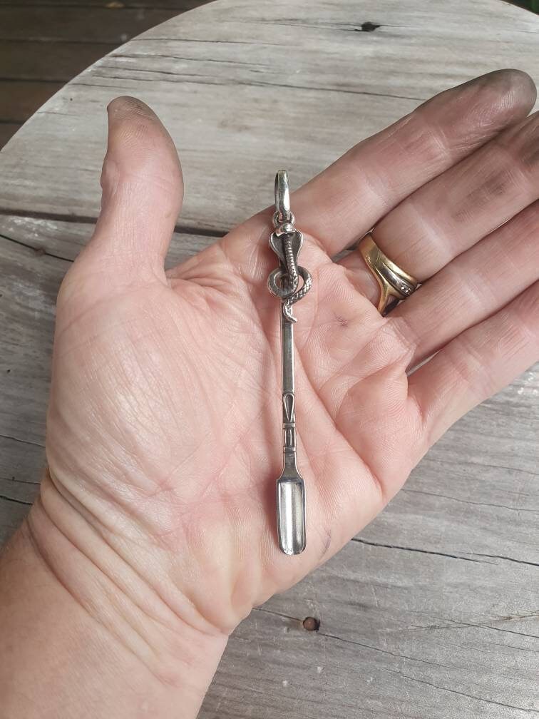 Snake pendant,cobra spoon pendant,sterling silver,spoon key ring,solid silver,small spice spoon,handmade unique, collectors,