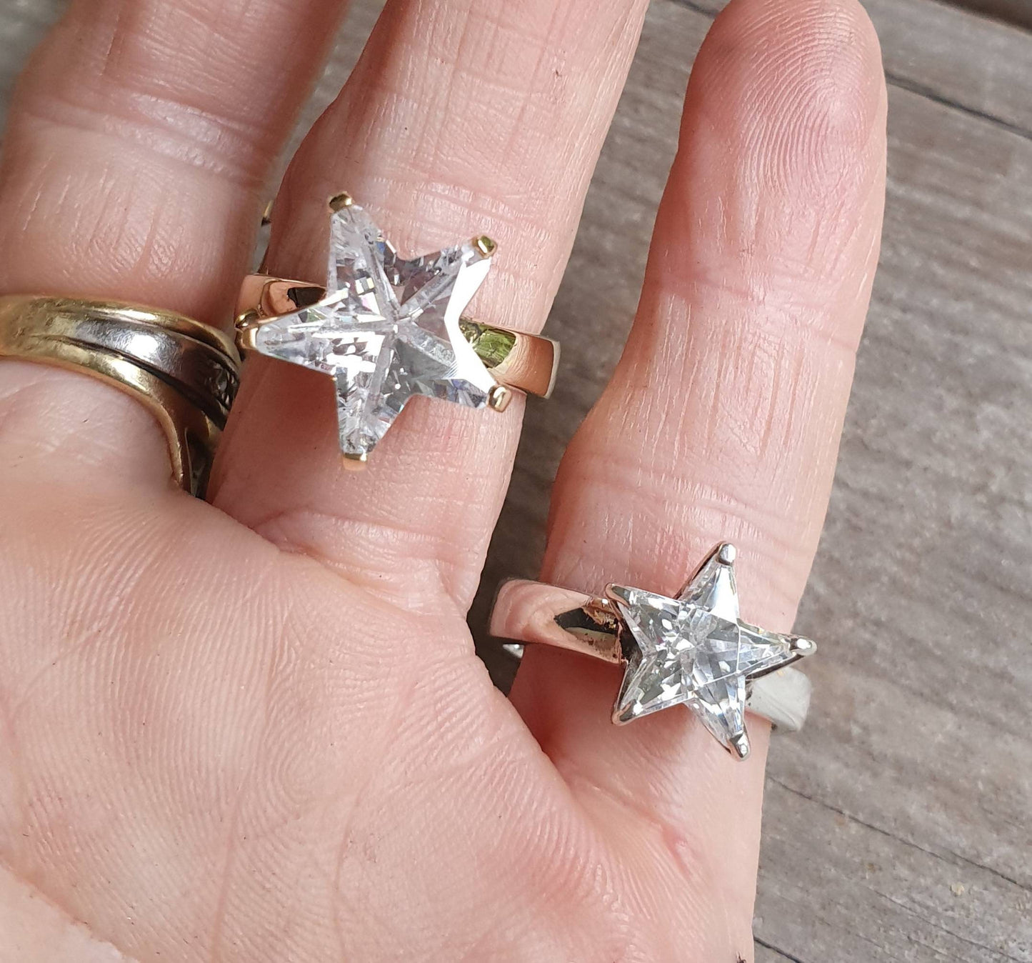 star ring,sterling silver solitare,cubic zirconia star,five pointed star,solid ring,unisex,boho,designer fashion,