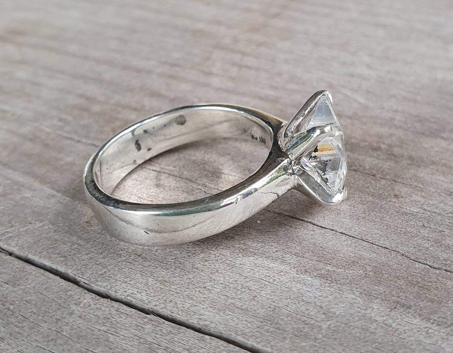 star ring,sterling silver solitare,cubic zirconia star,five pointed star,solid ring,unisex,boho,designer fashion,