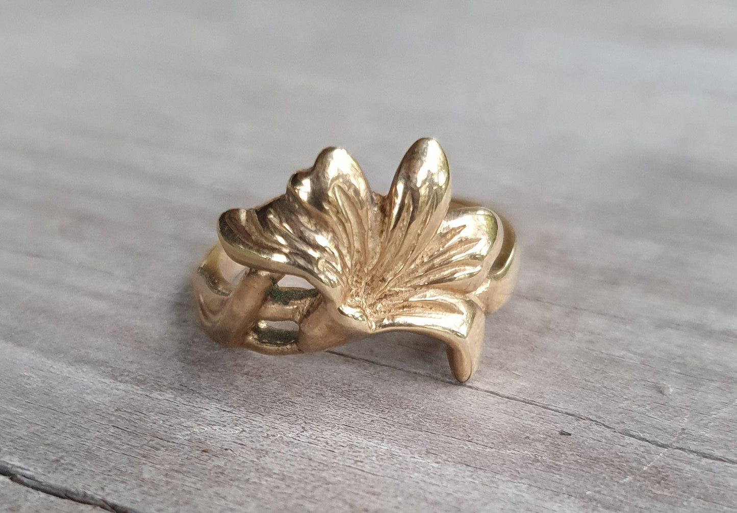Gold sunflower ring,9ct/9k gold,solid not plated,woodland,