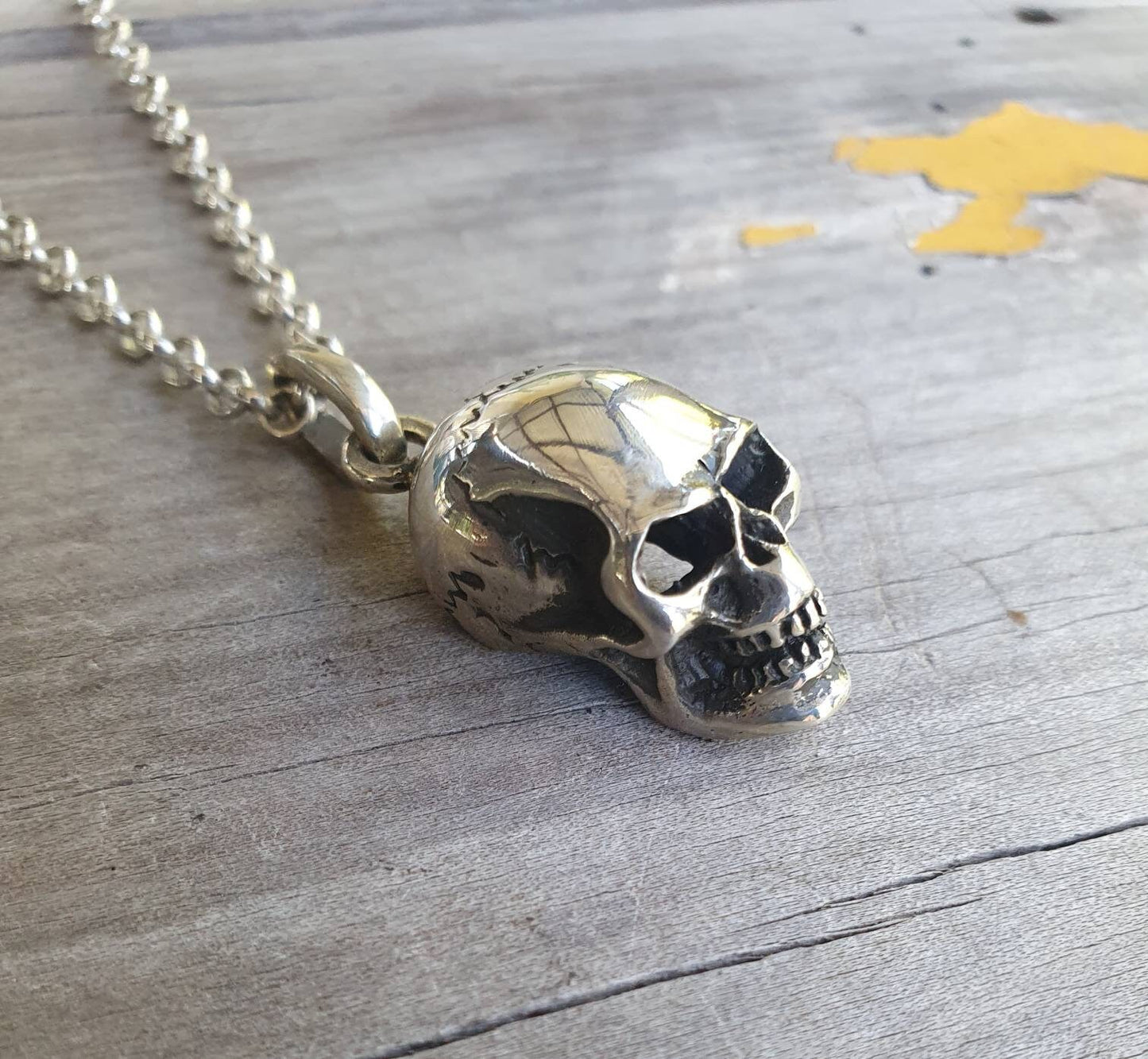 skull bone necklace,925 sterling silver,Great detail handmade multi skull 60gms