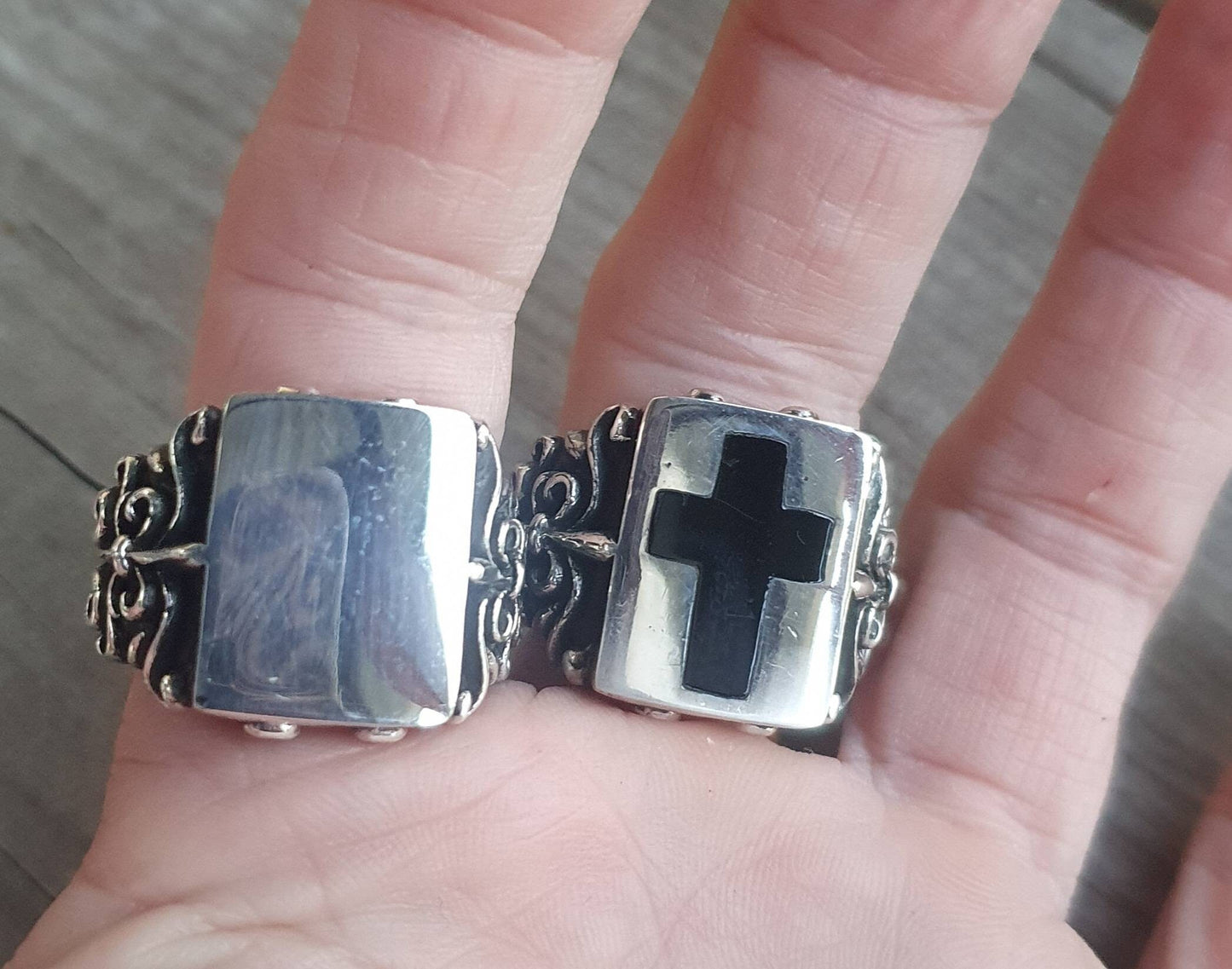 Large signet ring,sterling silver,mans rectangle filegree, scroll,square top ring,handmade,baroque,mans dress ring, steampunk,grunge,boho
