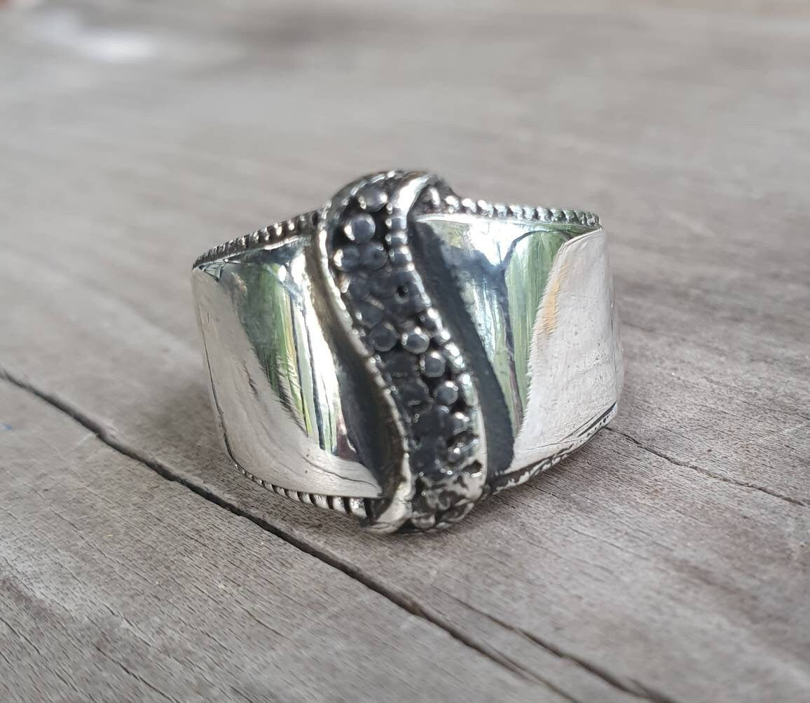 Wide ring,sterling silver,16m wide,ball domed band,wedding, modern ball ring