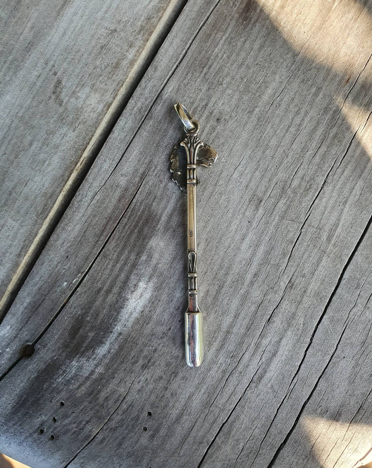 Owl spoon pendant,925 sterling silver,spoon key ring,solid silver,small sharamic spoon,handmade unique, collectors,