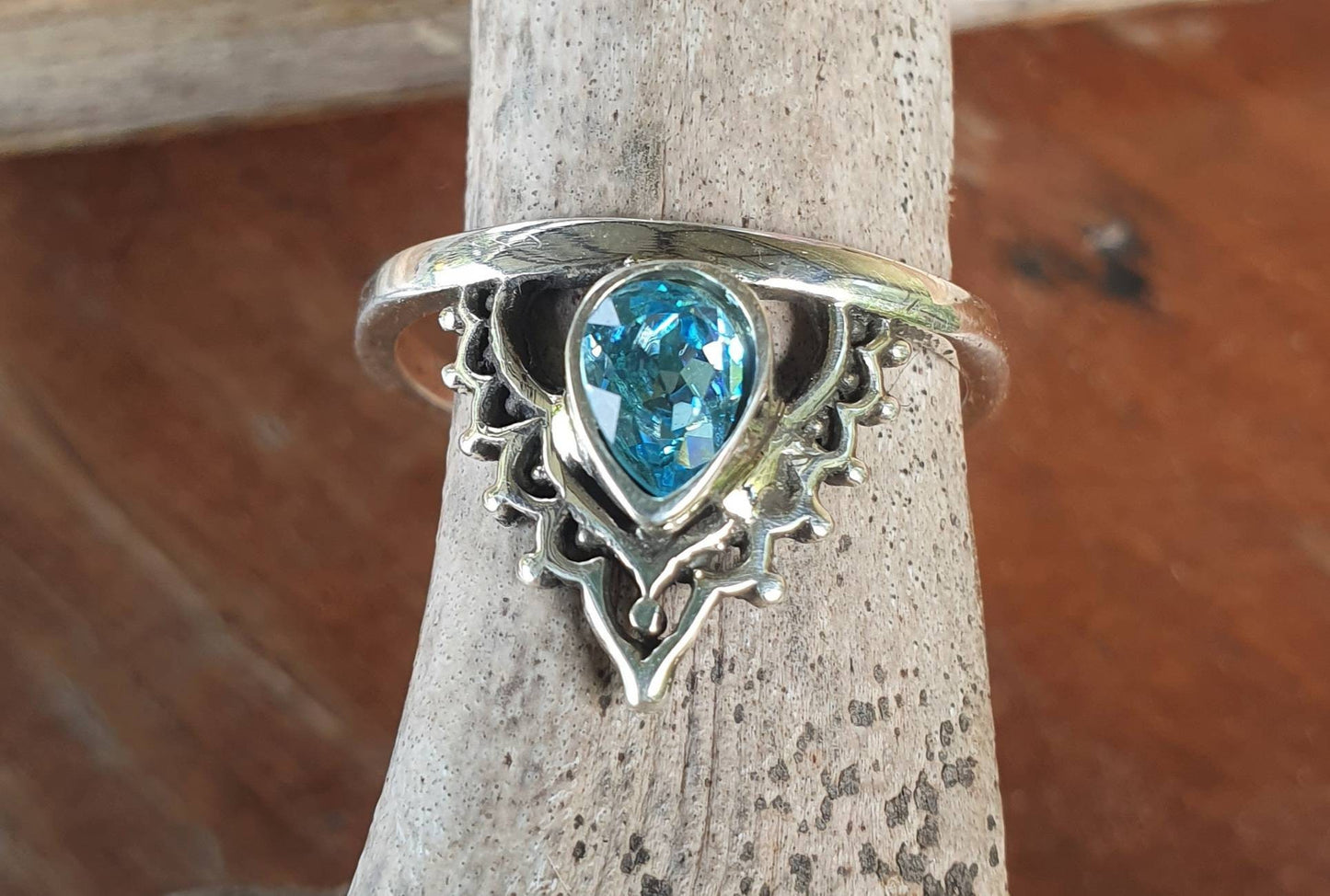 Filegree chevron ring,sterling silver,swarovski crystal,long dainty lace design,boho,handmade,gypsy,goddess