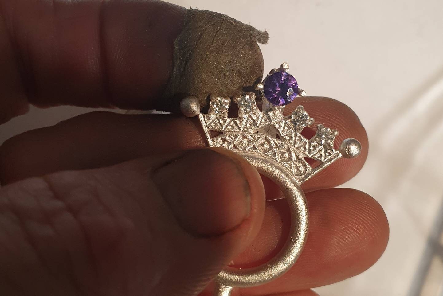 Penthouse key pendant,vintage,1990s,sterling silver,cubic zirconia, cz,
