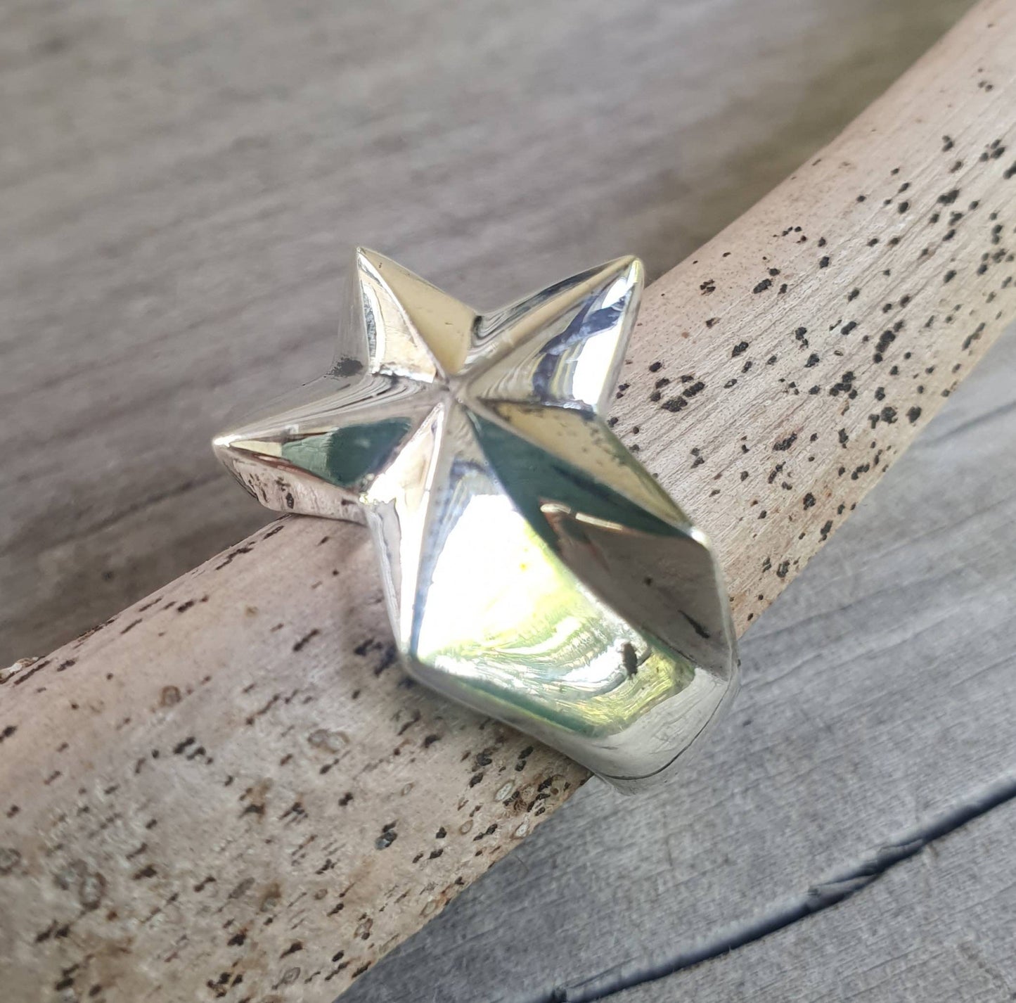 star ring,Sterling silver,solid flat star,astrology,small.5 pointed star,goddess,boho,chunky,new age,