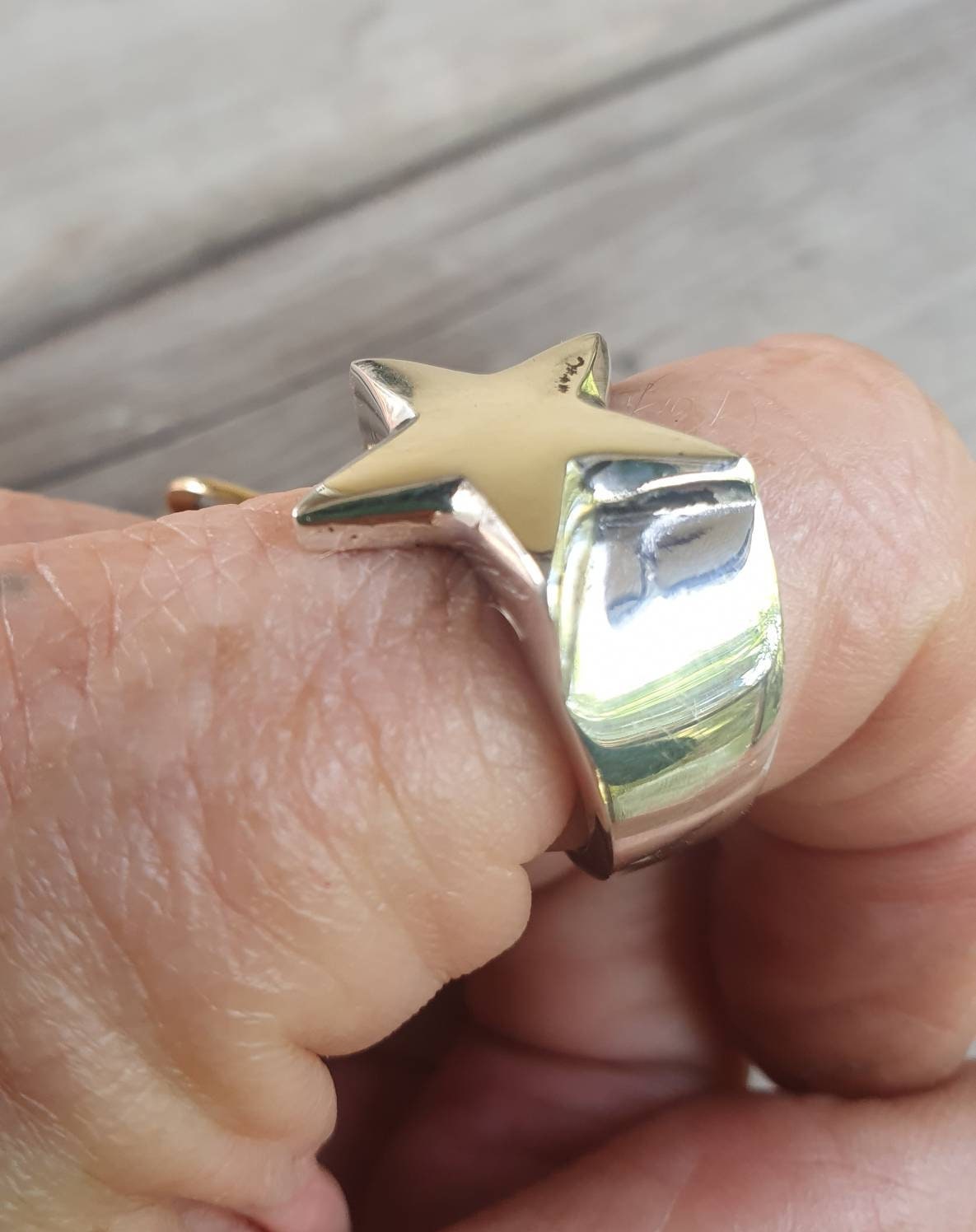 star ring,Sterling silver,med,flat star,5 pointed star,goddess,boho,chunky,new age,